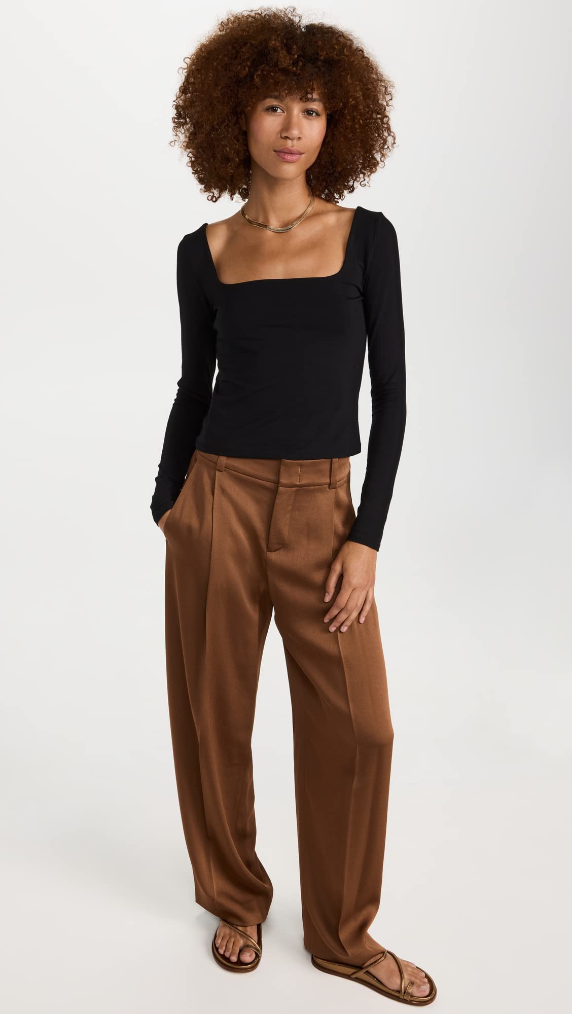 Vince Women's Long Sleeve Square Neck Blouse - Elegant Casual & Office Wear Tops for Women | Perfect for Work, Date Night & Special Occasions
