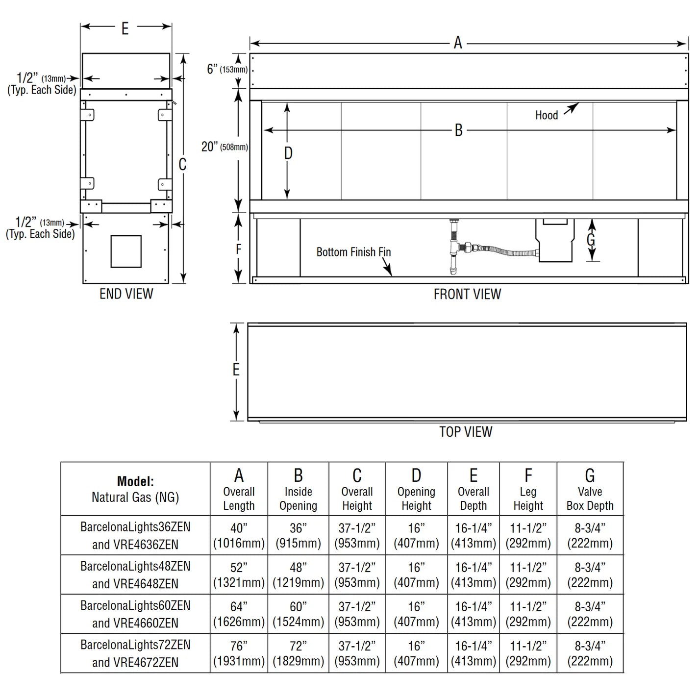 48 Inch Linear Vent-Free Outdoor Gas Fireplace - VRE4648 - Perfect for Patios, Decks, and Backyard Gatherings