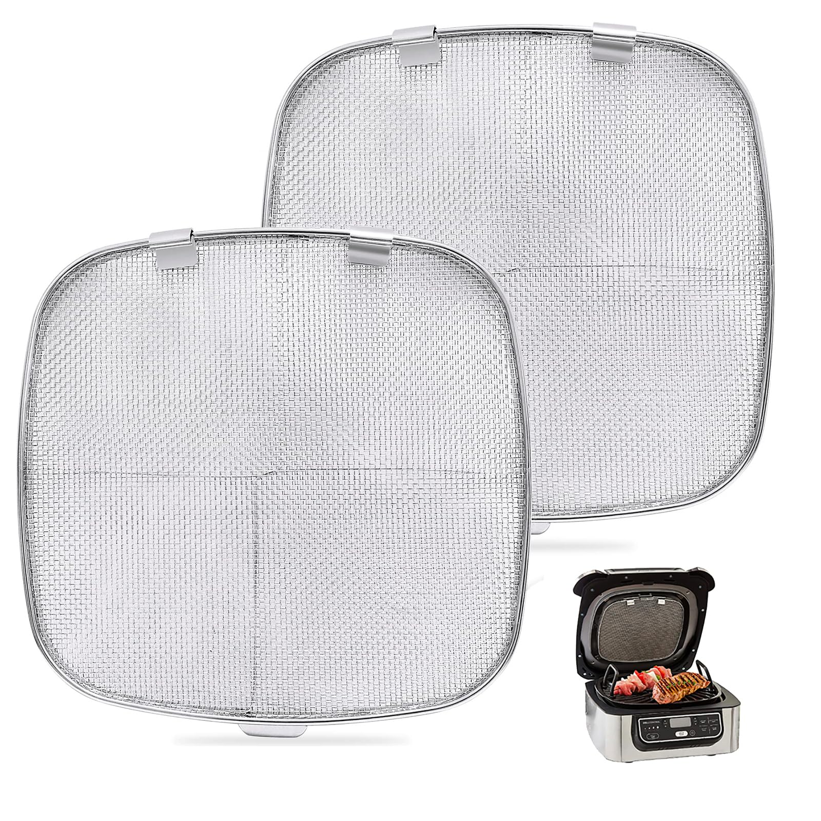 2 Pack Stainless Steel Splatter Shield for Ninja Foodi AG300 AG301C Air Fryer - Durable Replacement Cover - Perfect for Frying, Roasting & Baking (Fits Ninja Foodi Models AG300/AG301C)