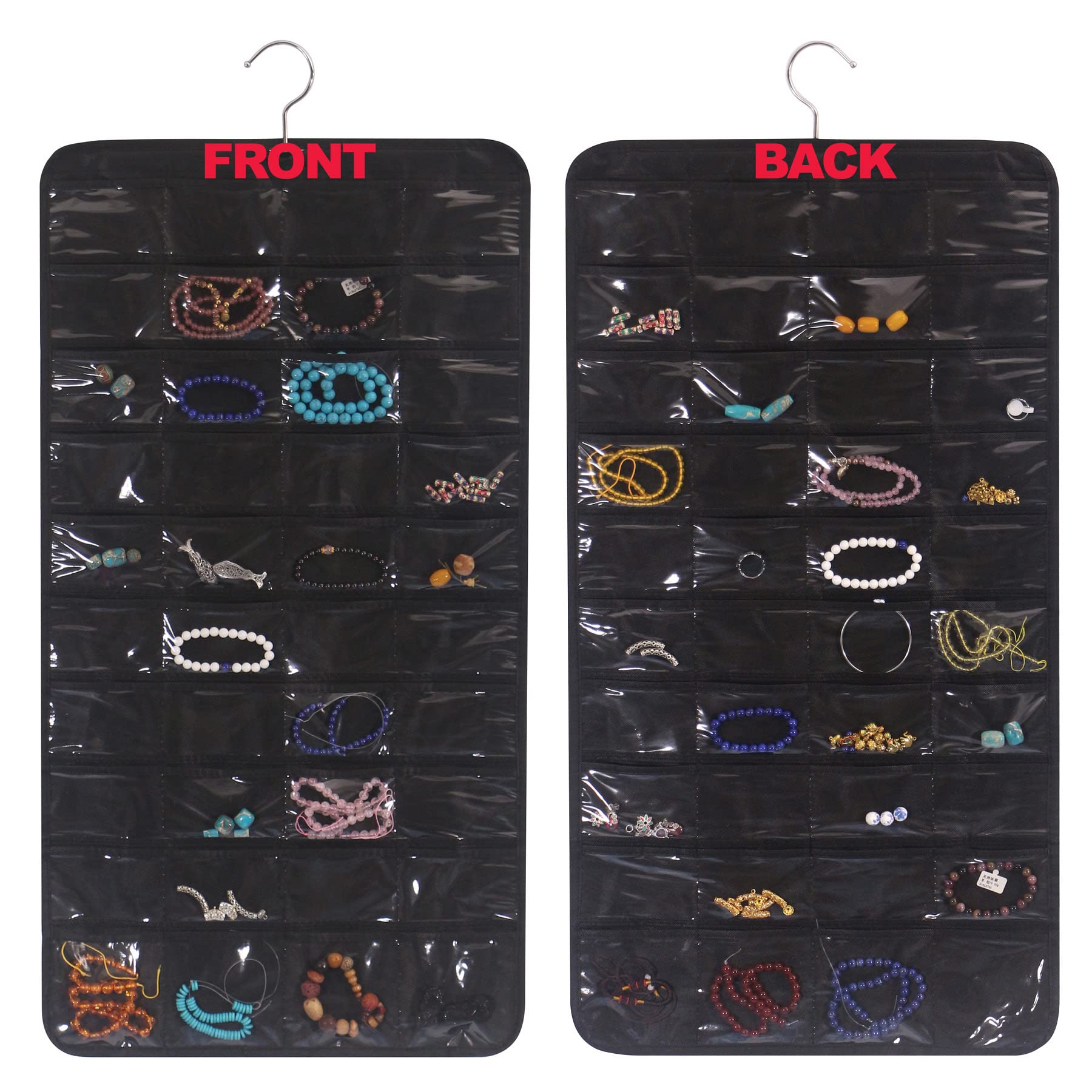 DIOMMELL 80-Pocket Hanging Jewelry Organizer for Women - Earring Necklace Bracelet Ring Storage Bag & Display Holder Box - Perfect for Closet, Bedroom, Travel & Gift Giving