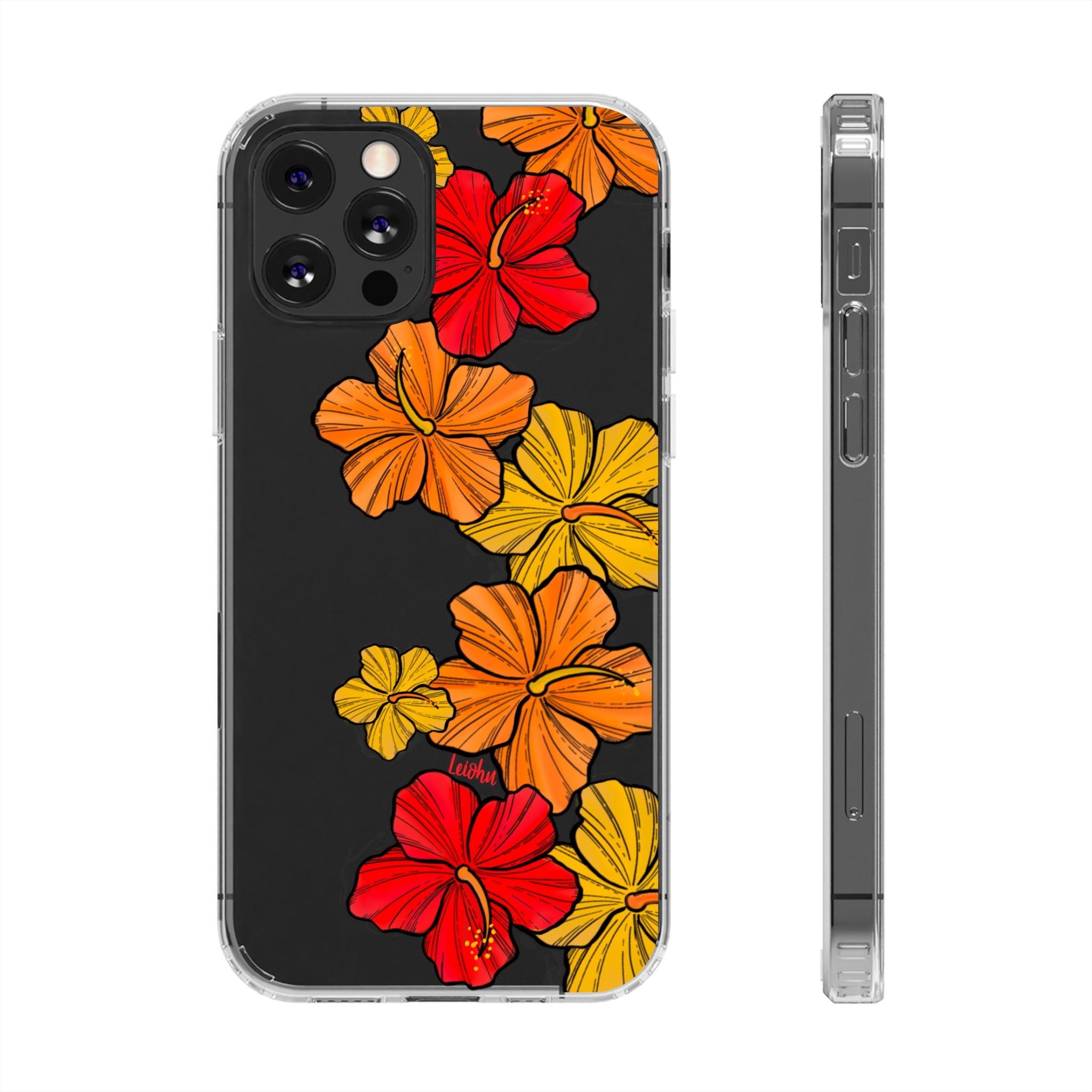 Hibiscus Retro Clear Phone Case - Durable Protective Cover for iPhone & Samsung - Floral Design for Stylish Protection | Perfect for Everyday Use, Travel & Gifting