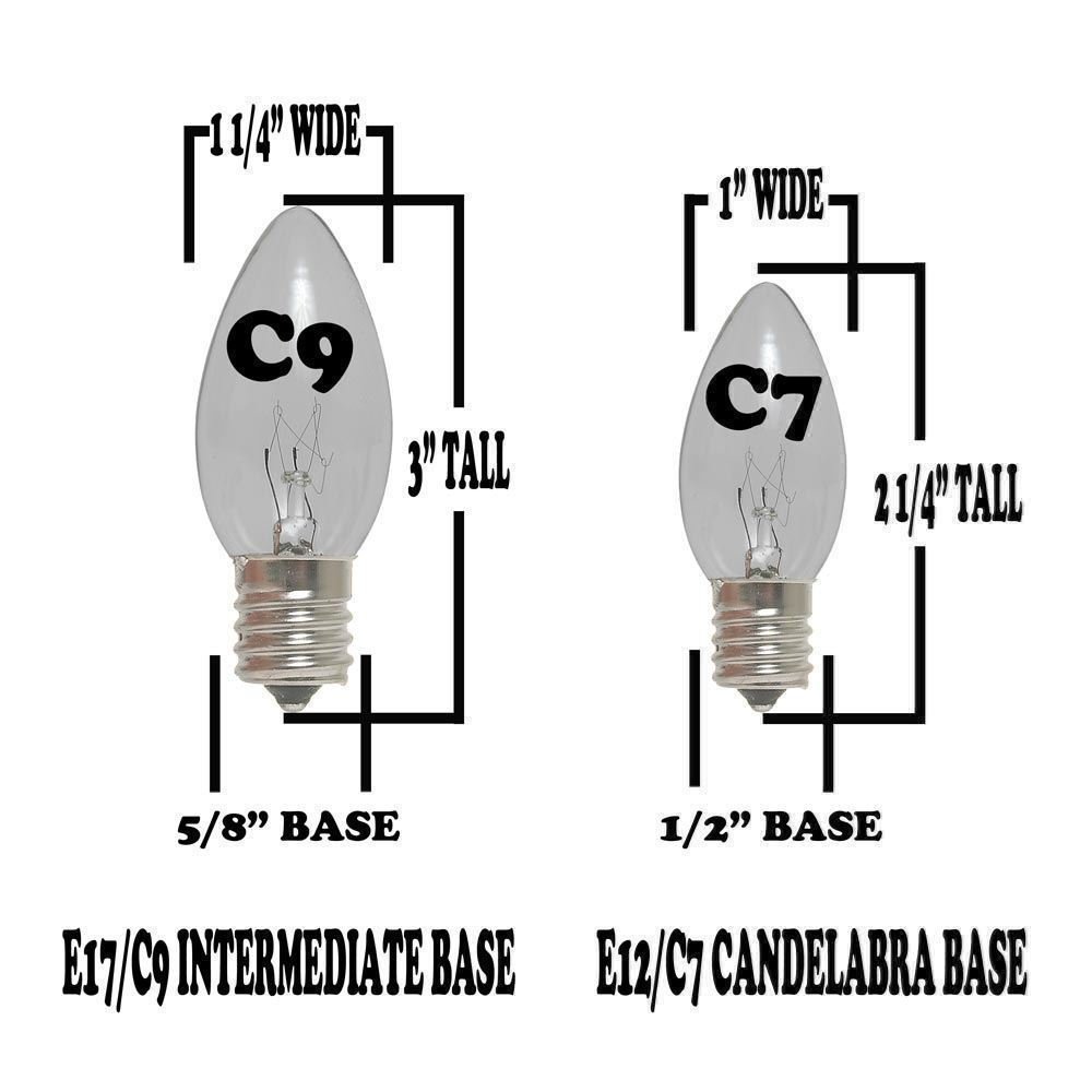 Retro C9 Christmas String Lights - 25 Mini Clear Twinkle Incandescent Bulbs, 25ft White Wire for Indoor & Outdoor Holiday Decor - Perfect for Roof Lines, Patios, Trees & Holiday Party Decorations