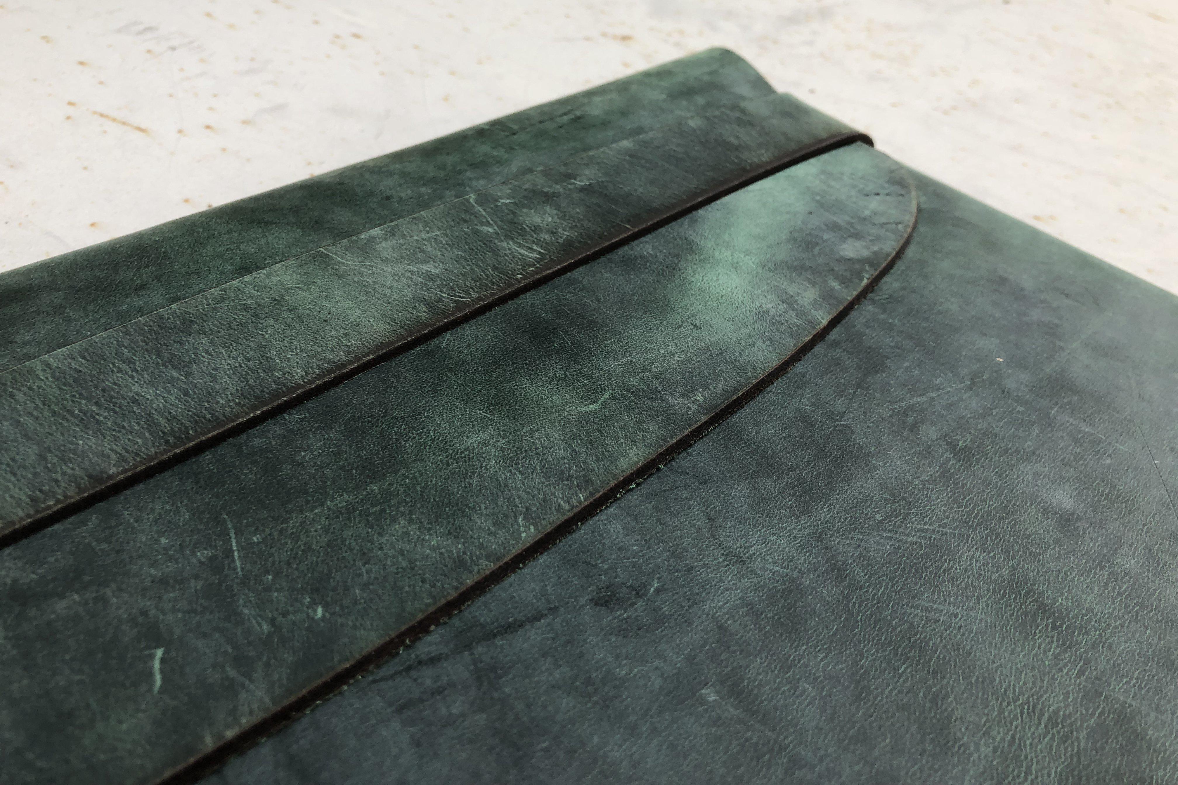 Premium Personalized Leather MacBook Sleeve Case - Crazy Horse Forest Green | Durable Protection for MacBook Air/Pro | Perfect for Office, Travel & College Use