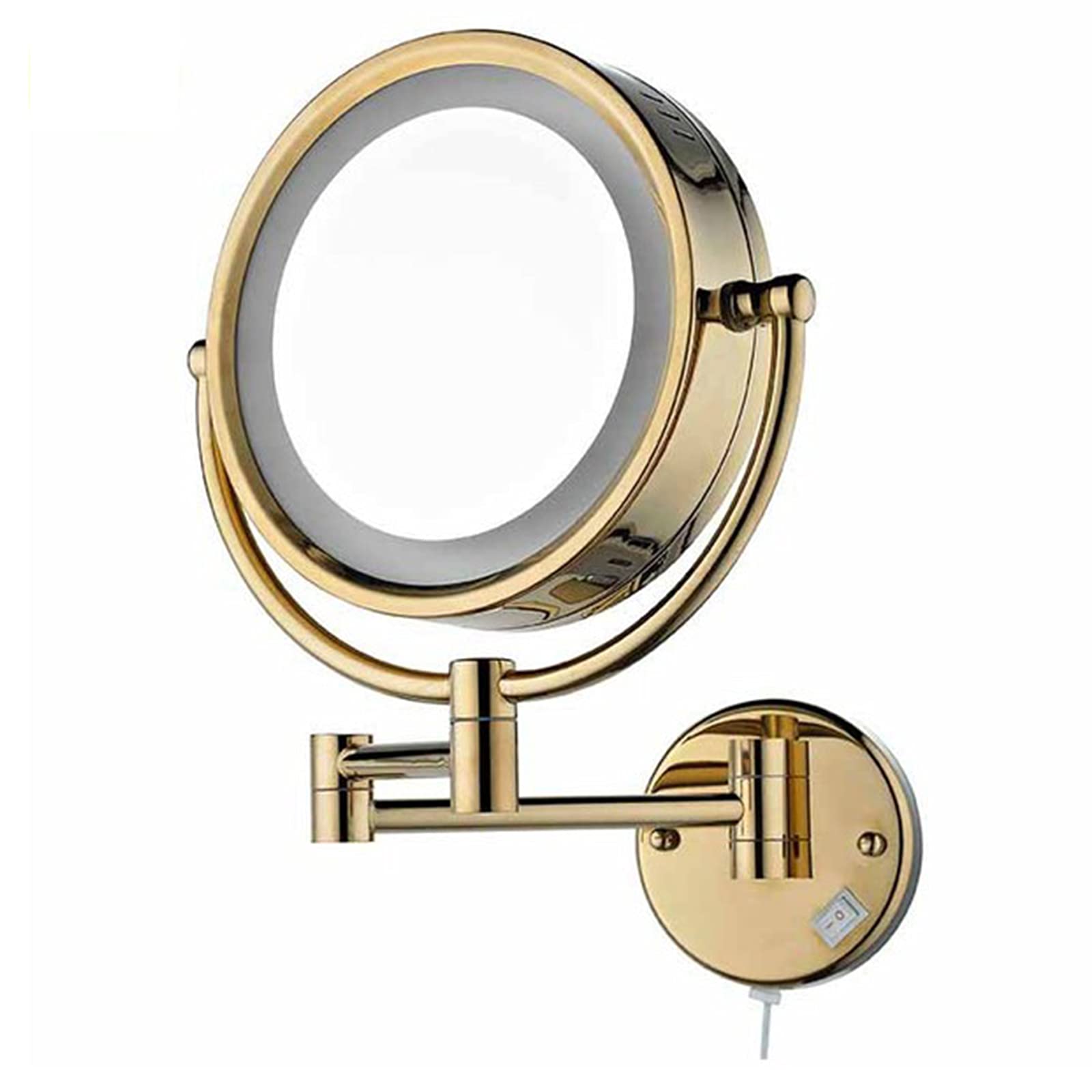 Gold Finish 3X Magnifying Makeup Mirror with LED Lights - 8.5 Inch Wall Mounted, 360° Swivel & Retractable Dual-Side Design for Perfect Makeup Application - Ideal for Home Vanity, Hotel Spa & Bathroom Decor