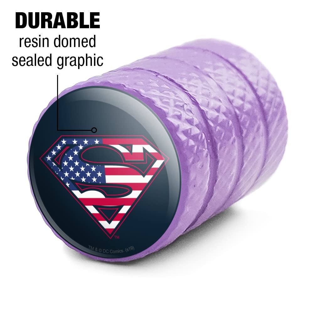 Superman USA American Flag Shield Logo Aluminum Valve Stem Caps - Durable Tire Rim Wheel Accessories for Cars, Trucks & Motorcycles - Perfect for Patriotic & Superhero Fans