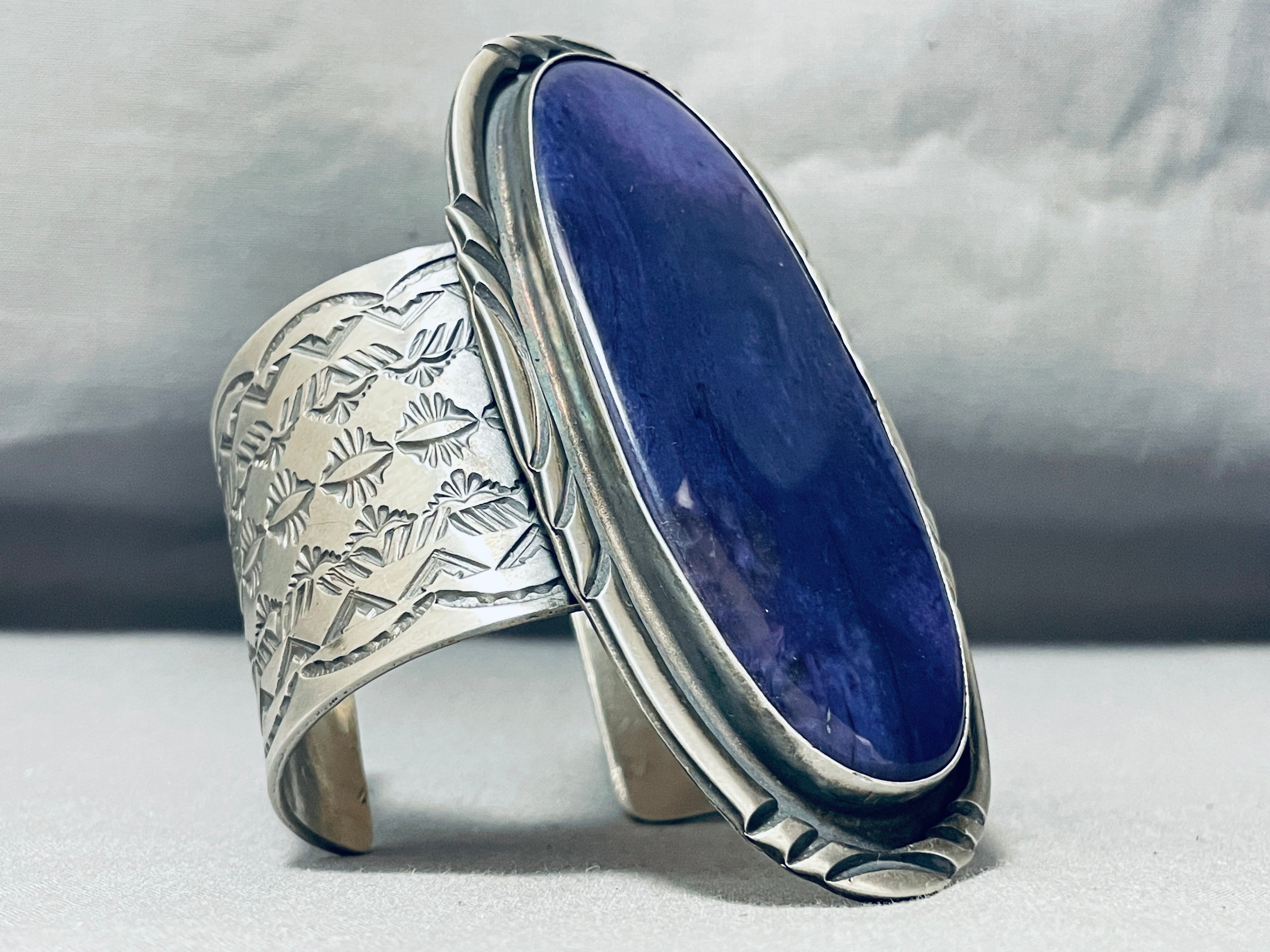 175 Gram One Of Best Vintage Native American Navajo Lapis Sterling Silver Bracelet
