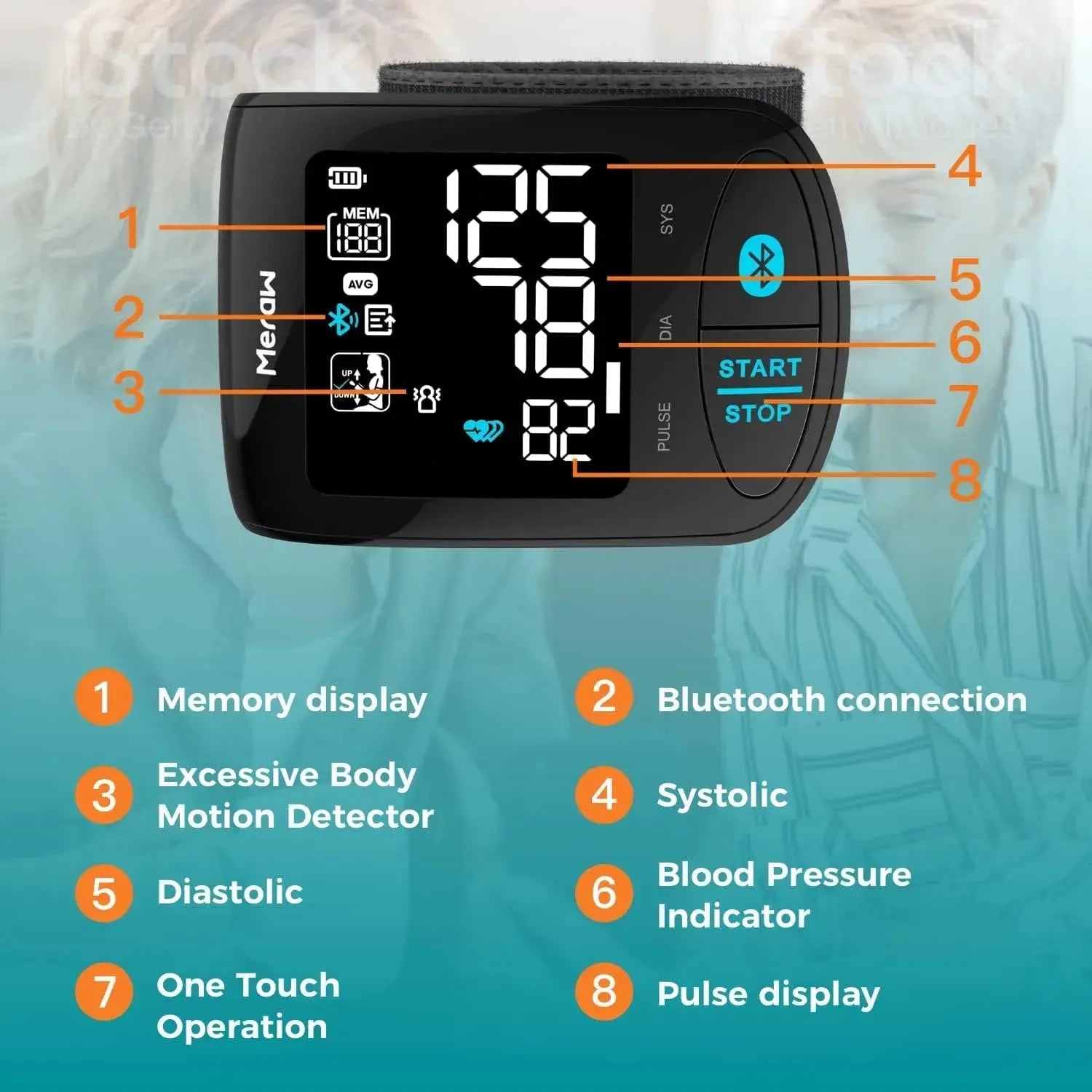 Meraw Aspen Bluetooth Wrist Blood Pressure Monitor - Accurate Wireless BP Monitor for Home Use, Fitness Tracking & Health Management