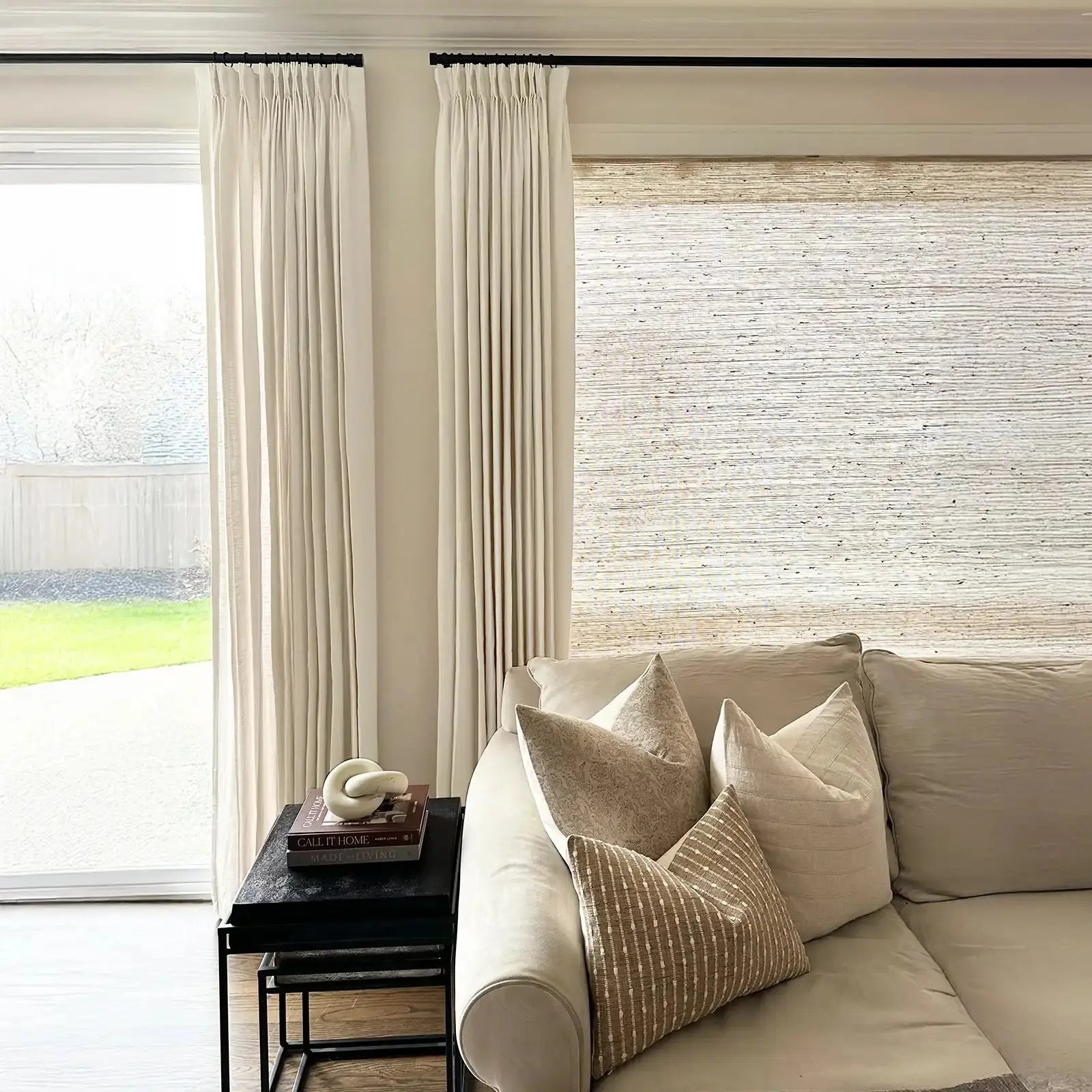 Premium Ian Linen Drapery Pleat Curtains - Elegant Window Treatments for Living Room & Bedroom Decor