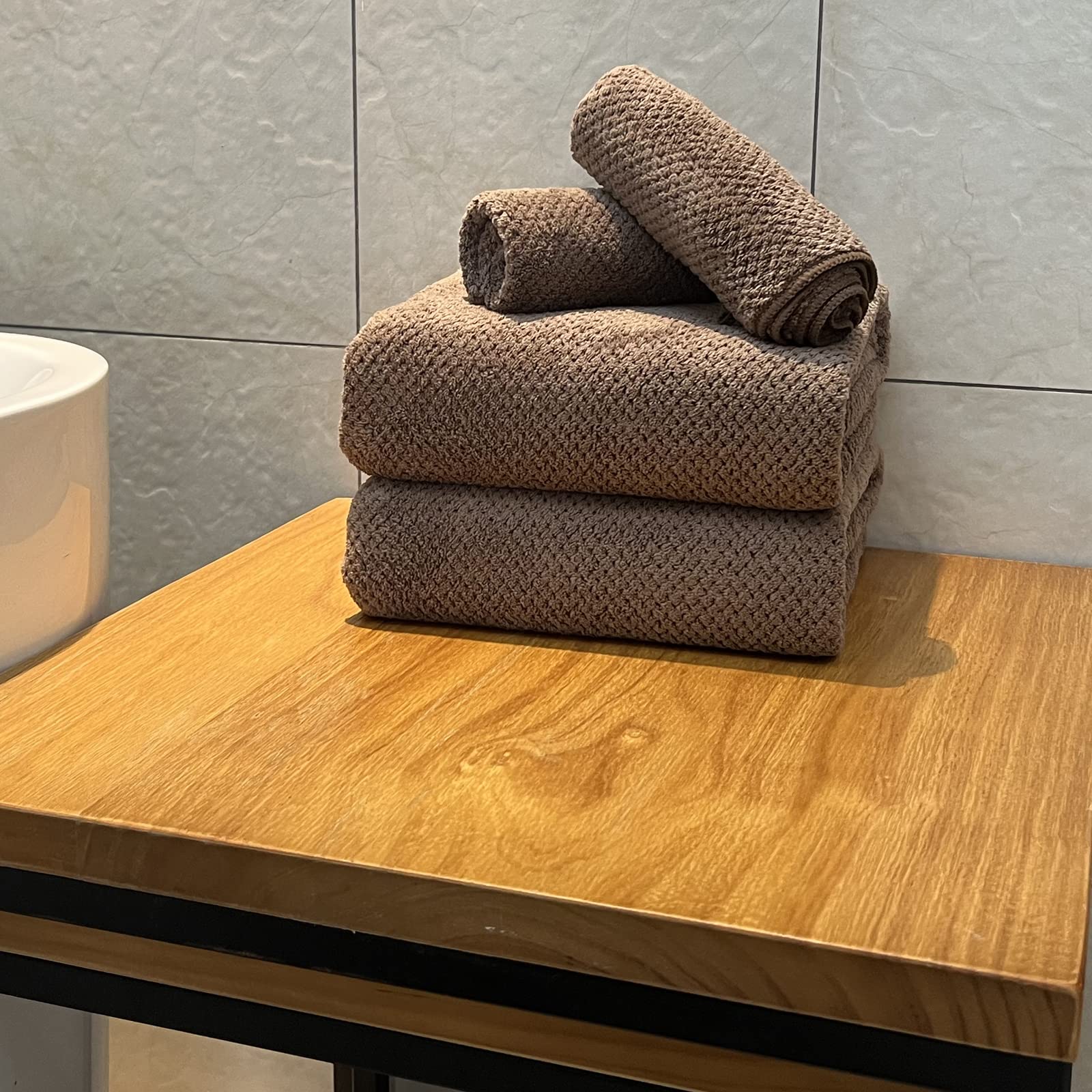 YTYC Oversized Bath Towels 39x78 Inch - Luxury Super Soft & Highly Absorbent Microfiber Bath Sheets for Adults, Extra Large Bathroom Towel Set (6-Piece, Brown) - Perfect for Spa, Beach, and Hotel-Style Bathing Experience