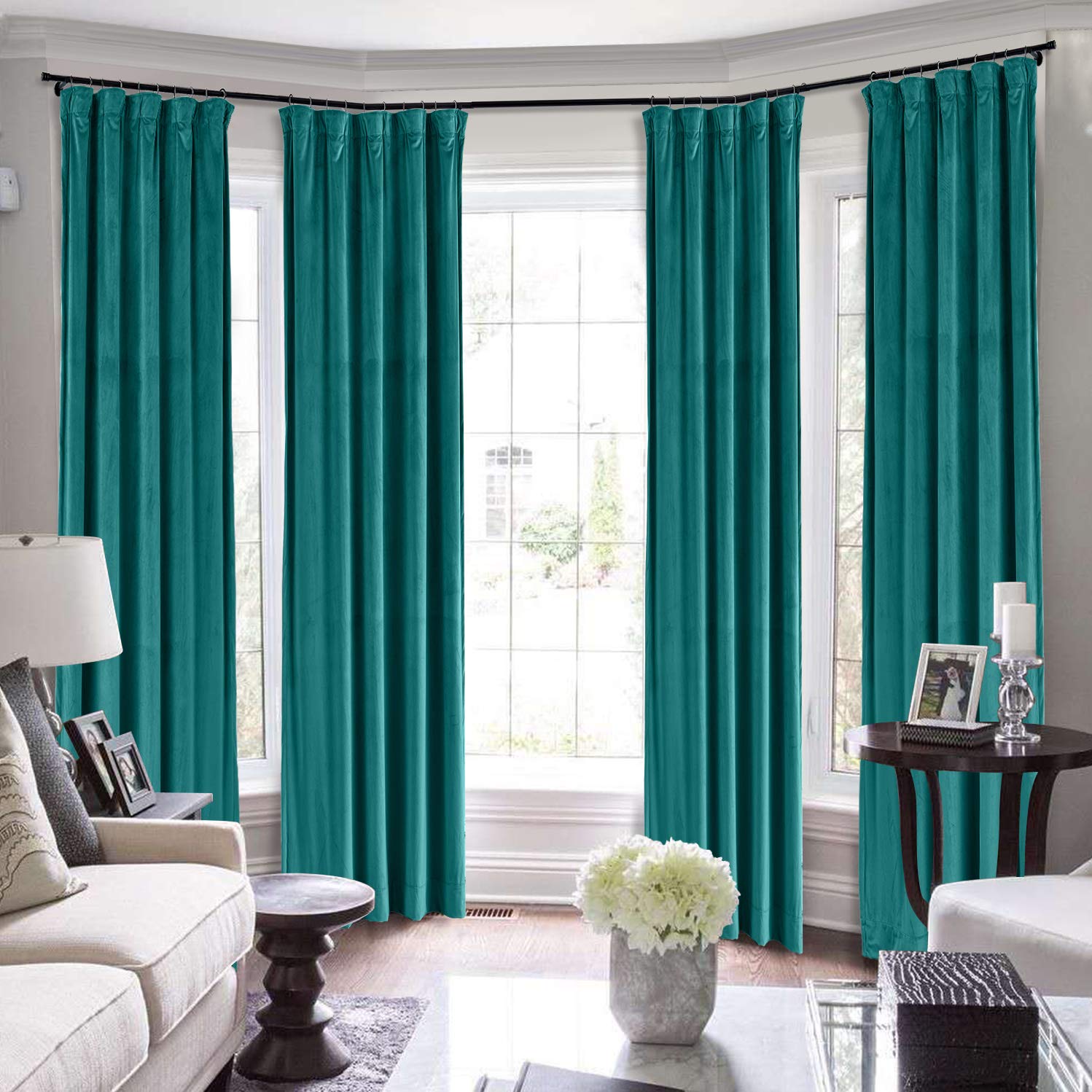 Everlade Teal Blackout Curtain Panel 50x108 Inch - Soft Velvet Thermal Insulated Drapes for Living Room & Bedroom - Sunlight Blocking, Noise Reducing, Energy Saving Window Treatments for Home Decor