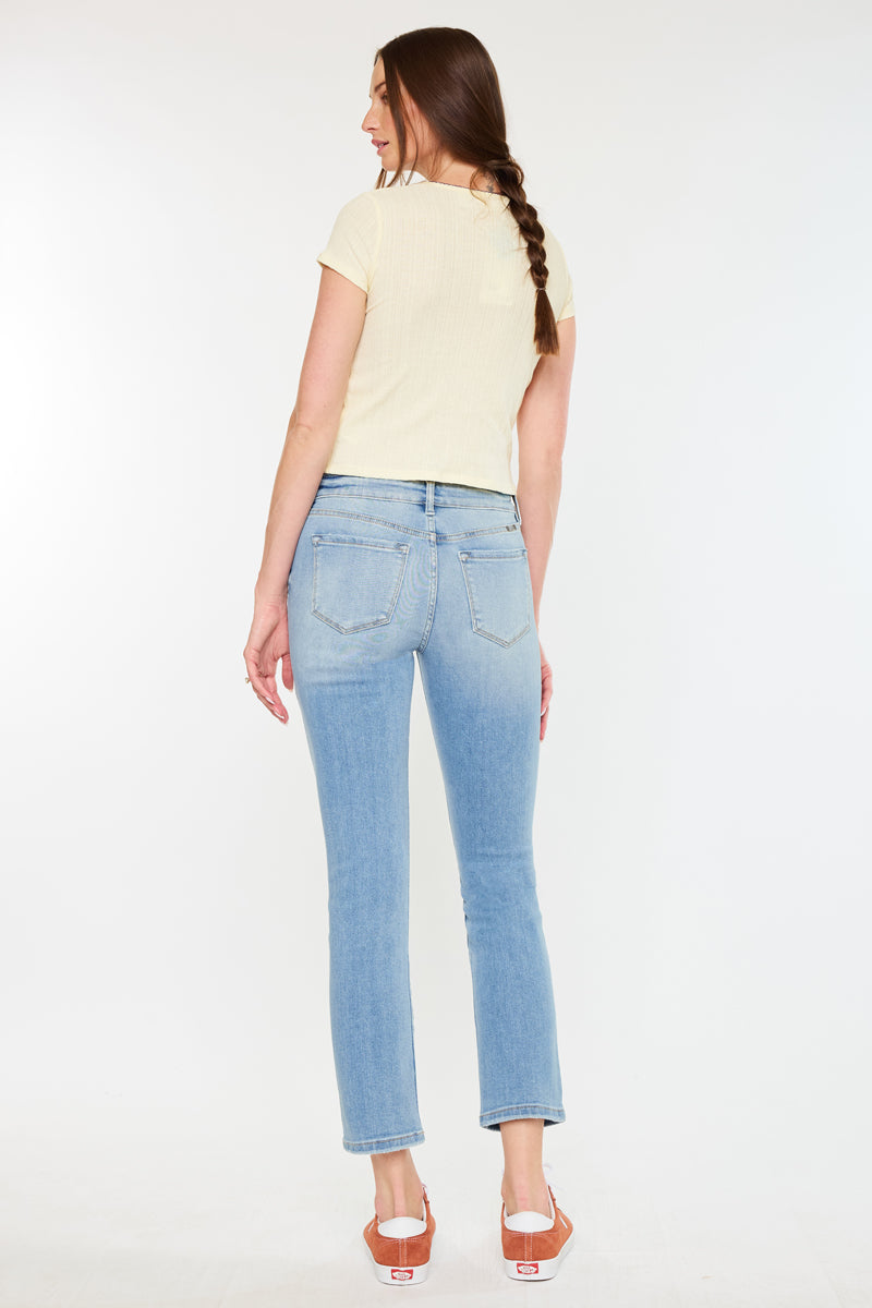 Isabella Essentials Mid Rise Slim Straight Jeans for Women - Comfortable Stretch Denim Pants for Casual Wear & Everyday Outfits