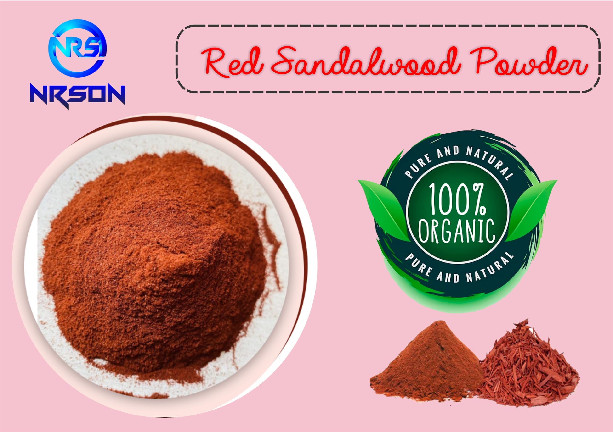 NRSON® Ayurvedic Natural Red Sandalwood Powder (Lal Chandan) - 50g | Organic Face Pack for Glowing Skin, Sun Tan Removal & Brightening | Perfect for DIY Skincare & Spa Treatments