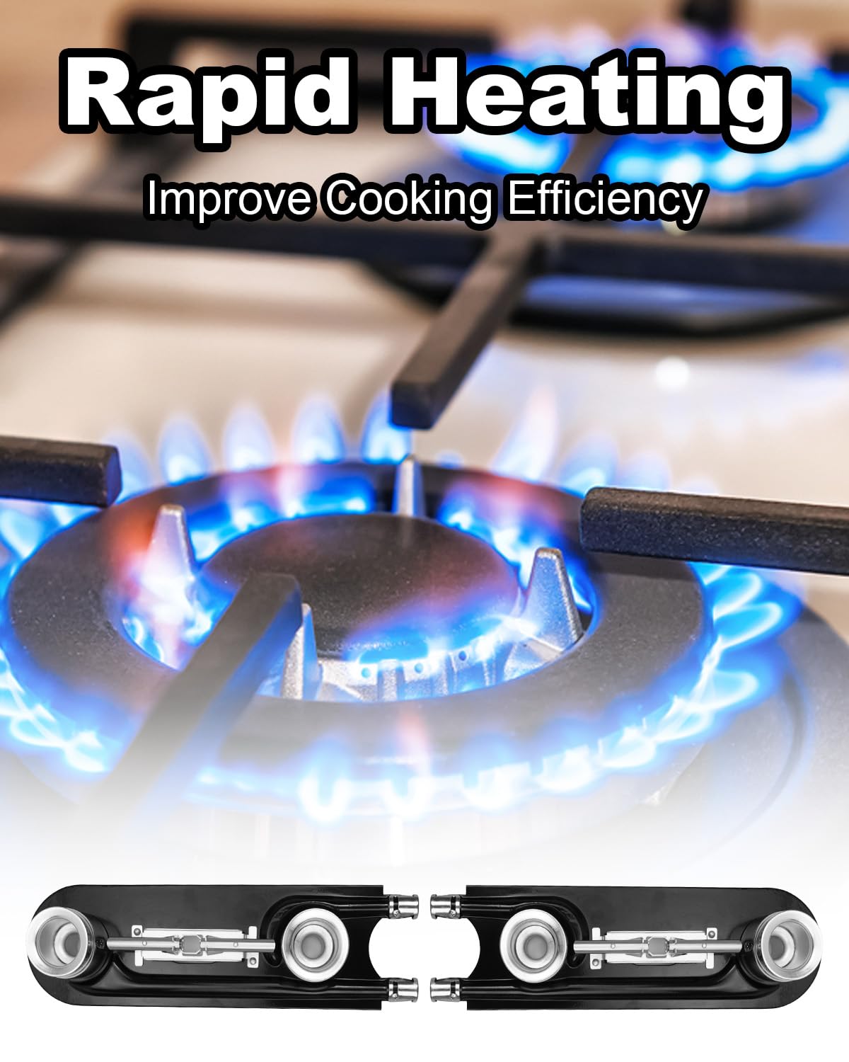 Vaticas Double Gas Burner Replacement 3412A004-19 - Compatible with Maytag & Magic Chef Stoves | High-Efficiency Gas Top Burner for Cooking, Grilling & Baking