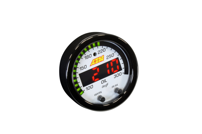 AEM X Series Temperature Gauge Kit 100-300F - Black Bezel & Water Temp Faceplate | Performance Monitoring for Cars, Trucks, Boats | Engine & Fluid Temperature Measurement