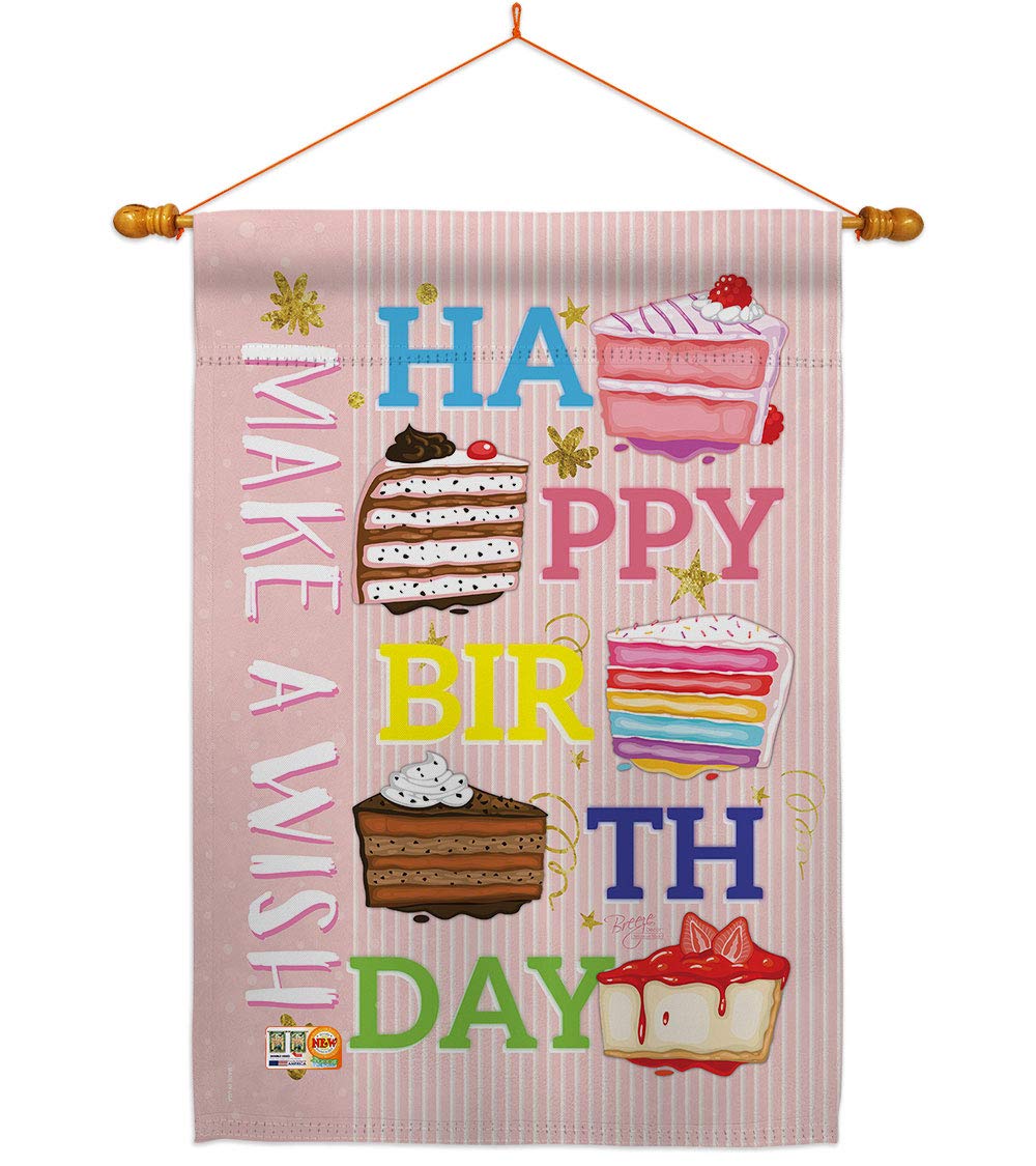 Breeze Decor Make a Wish House Flag Set 28x40 - Party Decor for Special Occasions