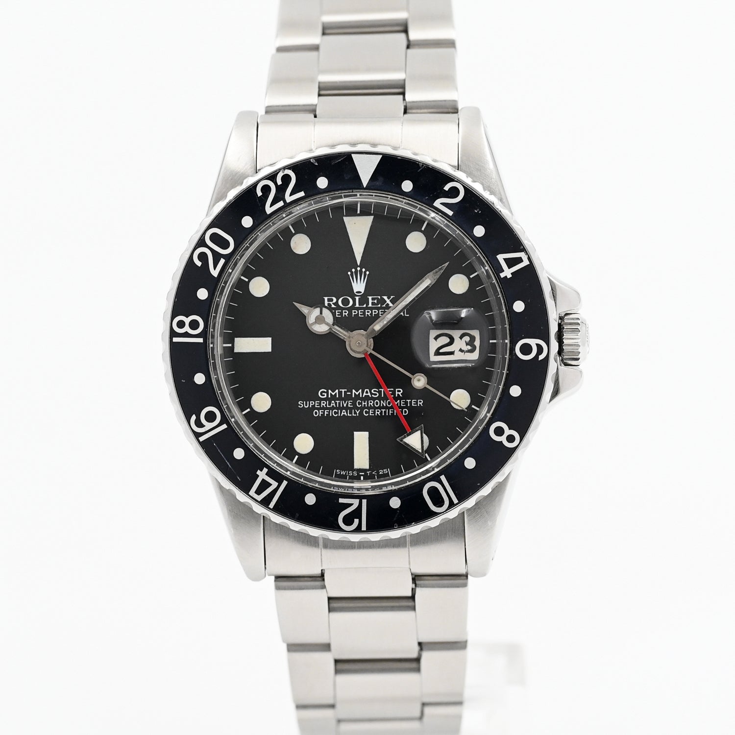 Vintage Rolex GMT Master 1675 Pepsi Bezel Stainless Steel Watch 1982 - Classic Luxury Timepiece for Travel, Business & Collectors