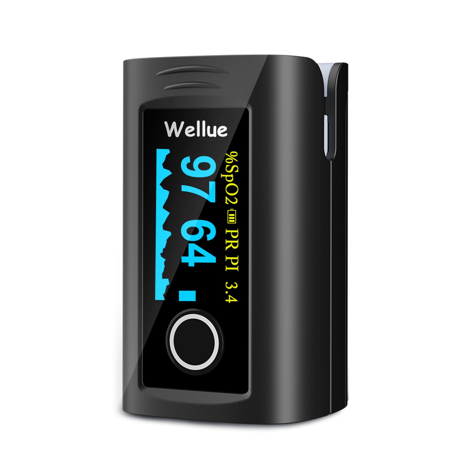 Wellue Fingertip Pulse Oximeter - Accurate Blood Oxygen Saturation Monitor (SpO2) with Batteries, Carry Bag & Lanyard - Portable Oxygen Meter for Fitness, Aviation, Hiking & Health Monitoring