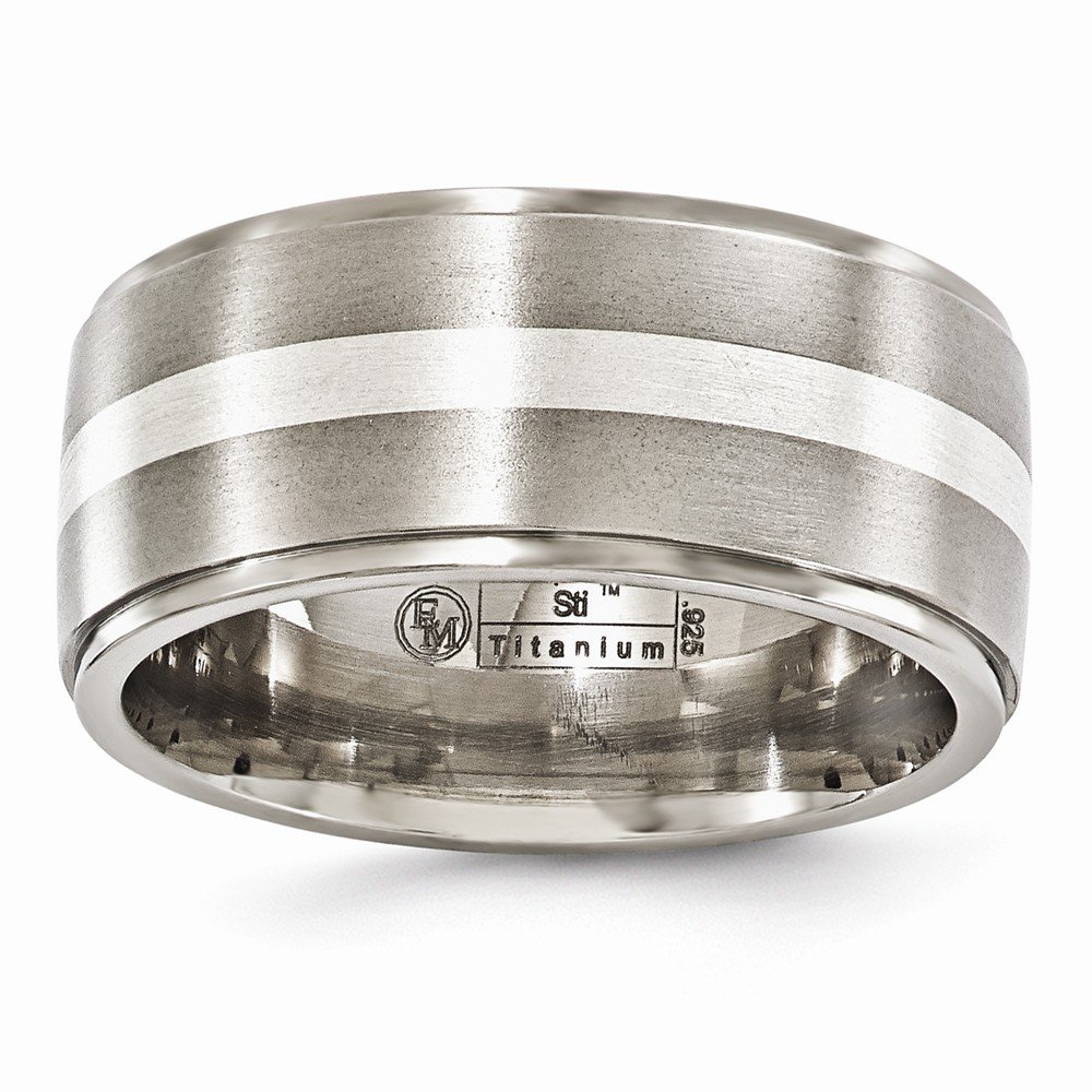Titanium & 925 Sterling Silver Men's Wedding Band Ring - 10mm Classic Plain Design for Men - Perfect for Engagement, Anniversary, and Everyday Wear