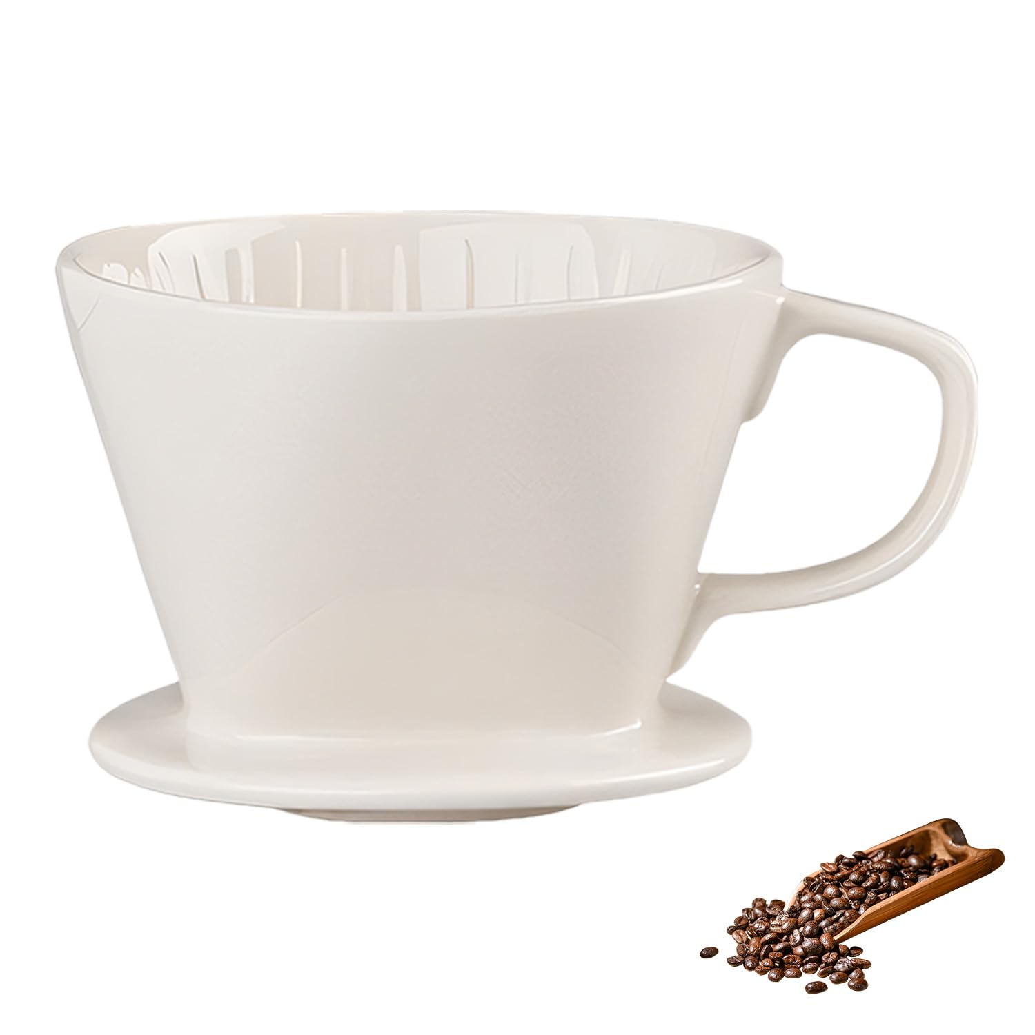 Premium Porcelain Pour Over Coffee Maker - Manual Non-Electric Slow Brew Dripper for Single Cup (2-4 Cups) - Perfect for Home, Office & Camping Coffee Lovers - White Medium Size Coffee Gift Set