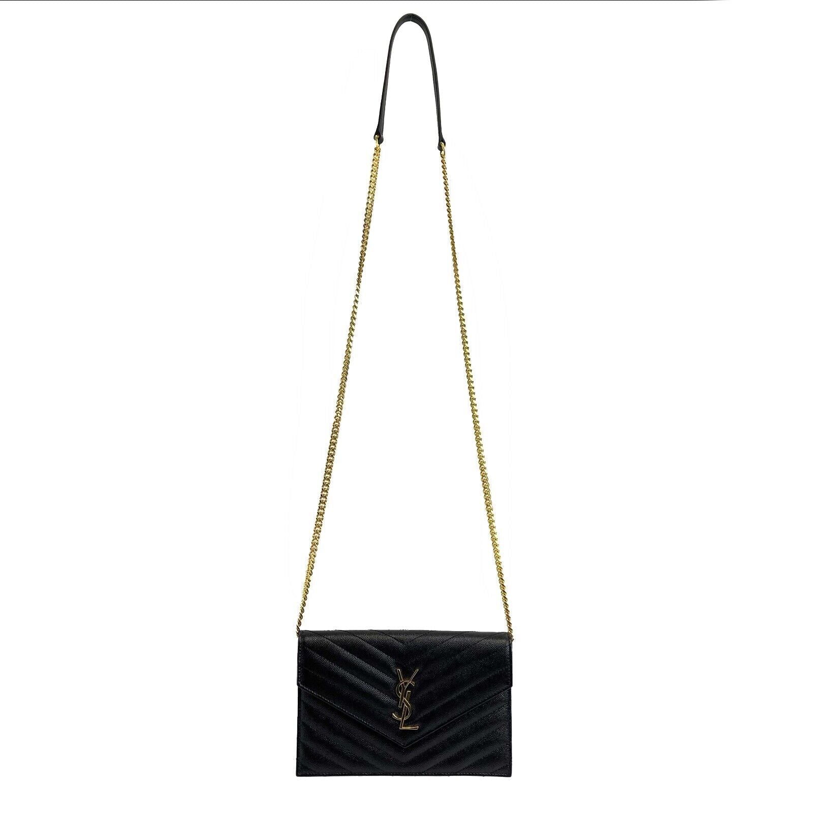 YSL Monogram Quilted Leather Black Wallet on Chain - Luxury Crossbody Bag for Women, Perfect for Evening Parties & Date Nights