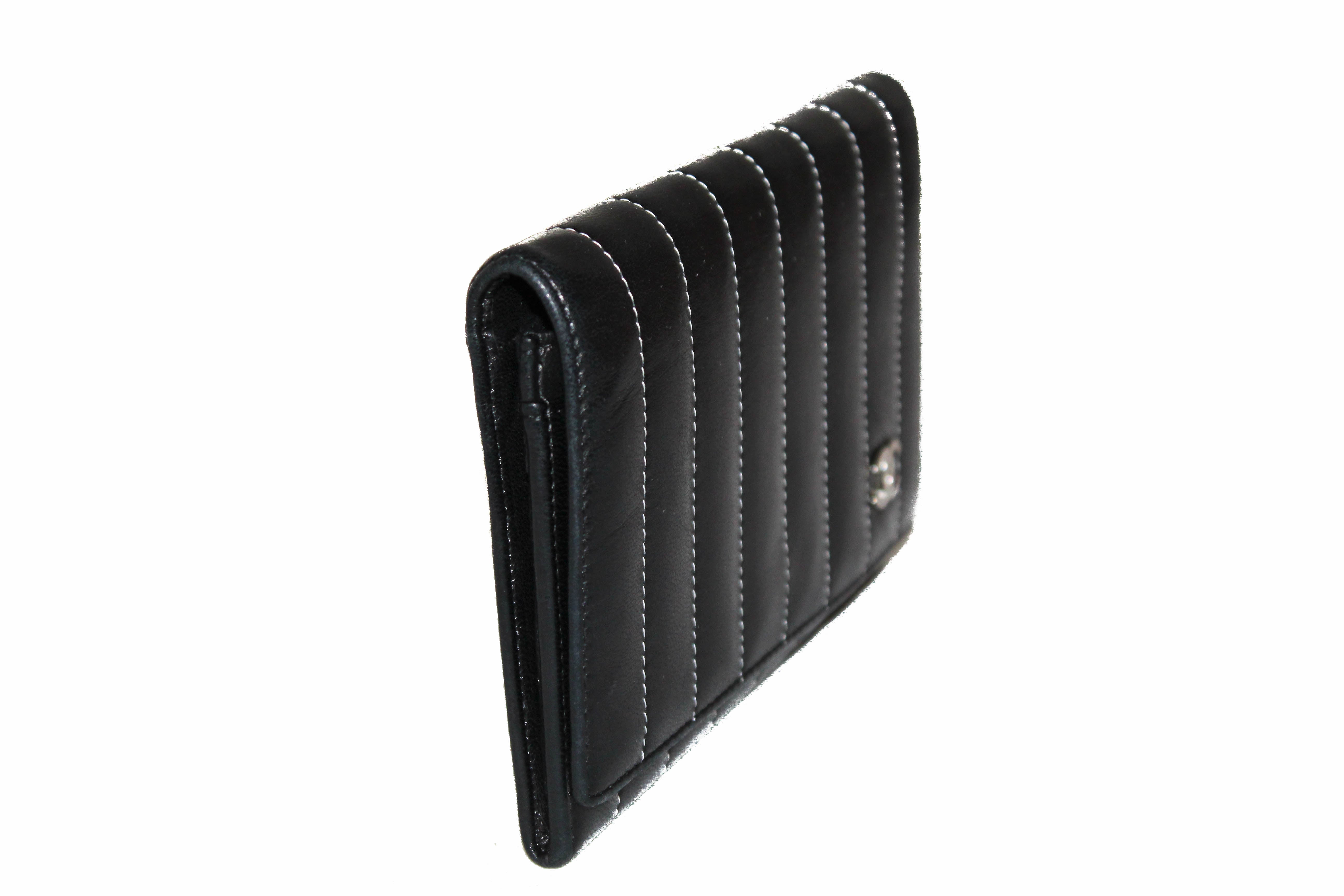 Authentic Chanel Black Lambskin Leather Compact Wallet for Women - Luxury Designer Card Holder & Coin Purse - Perfect for Everyday Use, Travel & Gifts