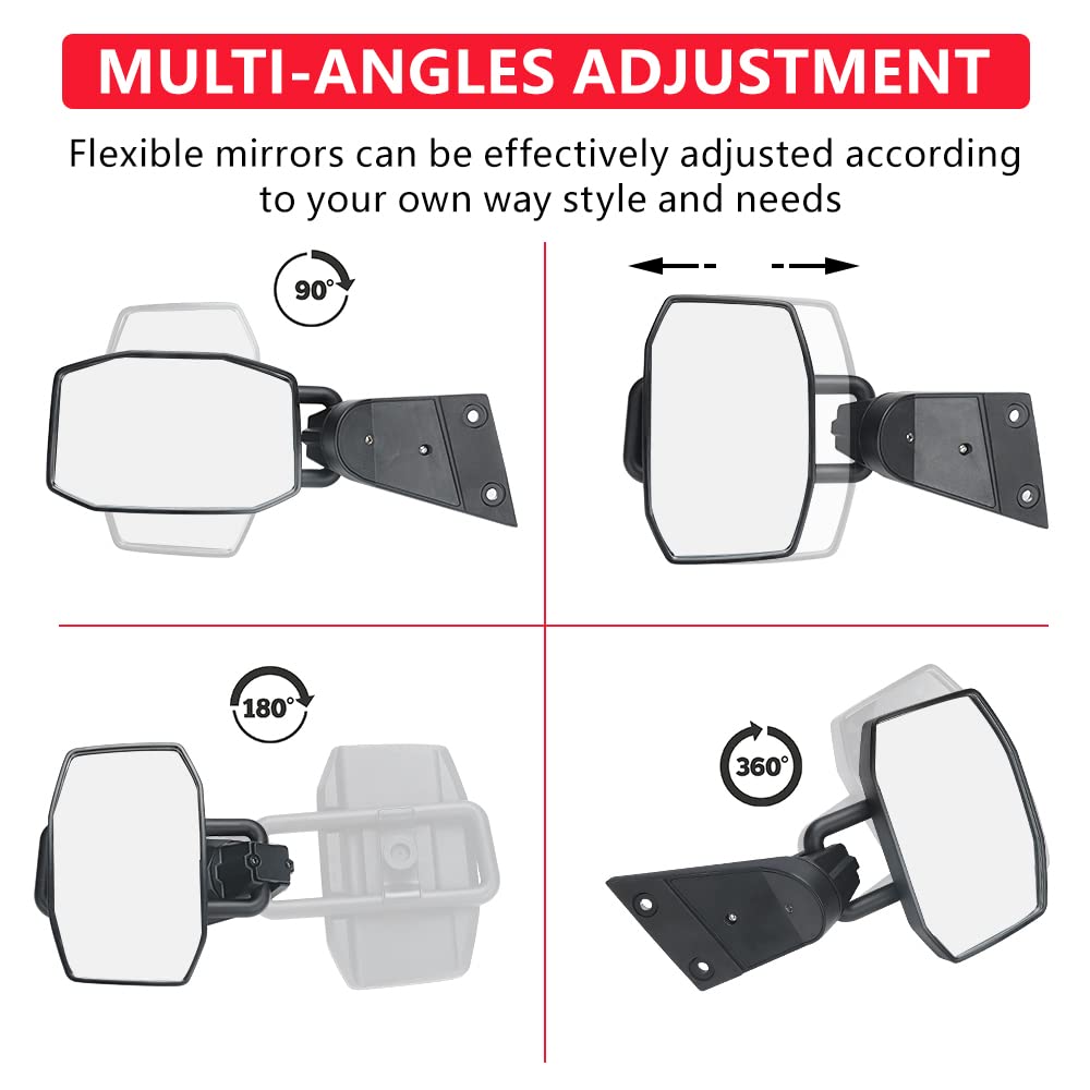 Jeep Wrangler JK JKU 2007-2018 Side View Mirrors - Anti-Shake Wide Vision Replacement Mirrors for Doors Off Driving | Easy Install & Quick Release Design | Perfect for Off-Road Adventures & Summer Cruising