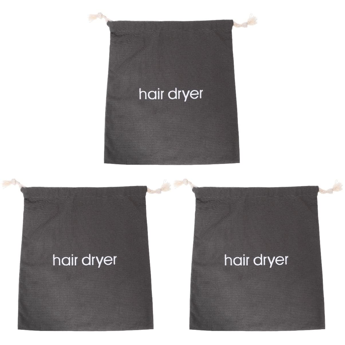 FRCOLOR 3-Pack Hair Dryer Storage Bags - Waterproof Drawstring Pouch Organizer for Bathroom, Travel & Salon - Keep Hair Tools Neat & Tangle-Free
