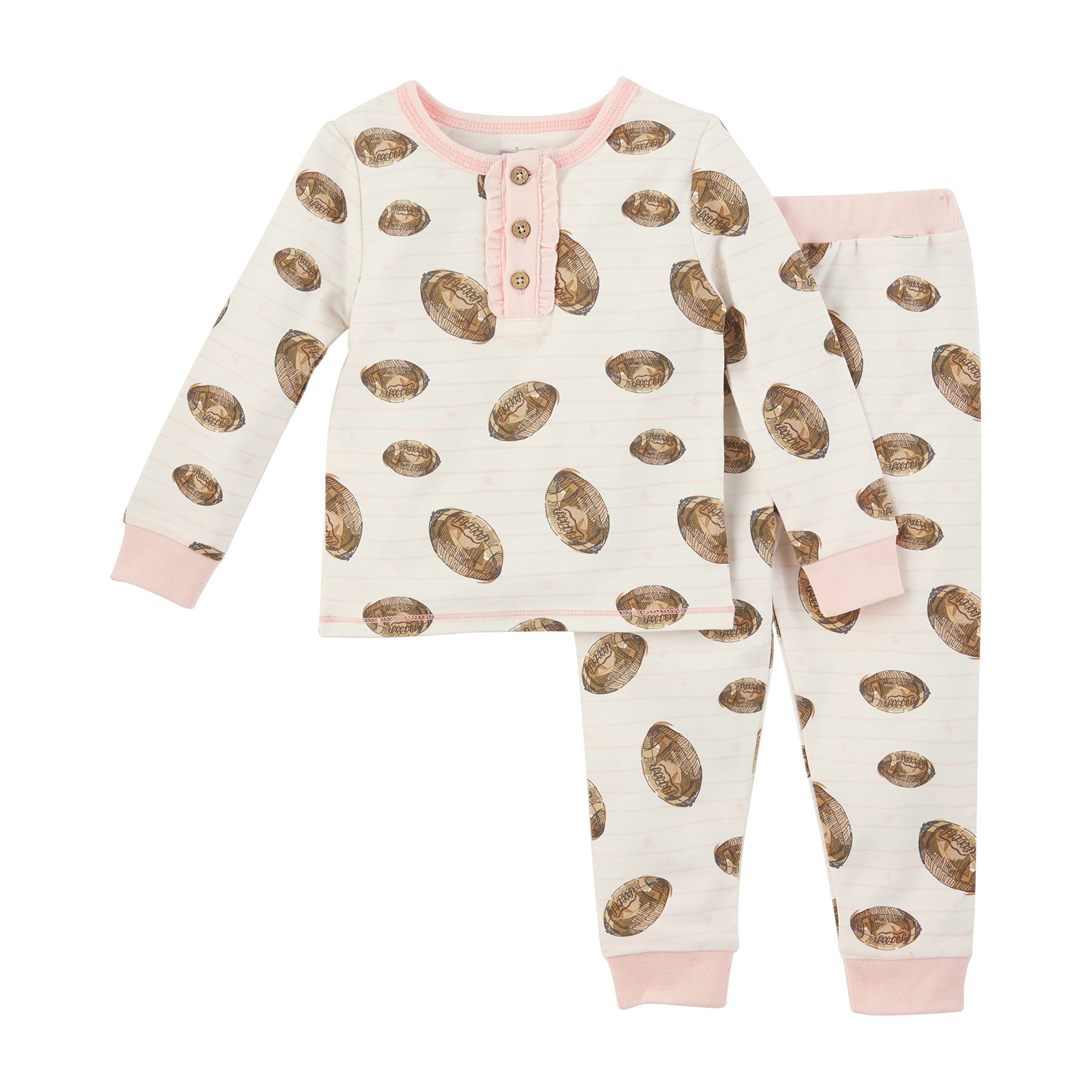 Mud Pie Baby Toddler Girl Sports Pajama Set - Soft Cotton 2-Piece Pajamas for Girls, Cute Athletic Sleepwear for Playtime & Bedtime - Perfect for Sleepovers, Lounging, and Playdates