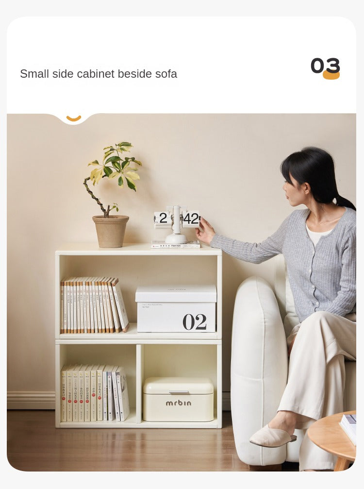 Pine Solid Wood Cream White Lattice Storage Low Bookcase - Modern Farmhouse Style Bookshelf for Living Room, Bedroom, Office - Perfect for Organizing Books, Decor & Storage Needs