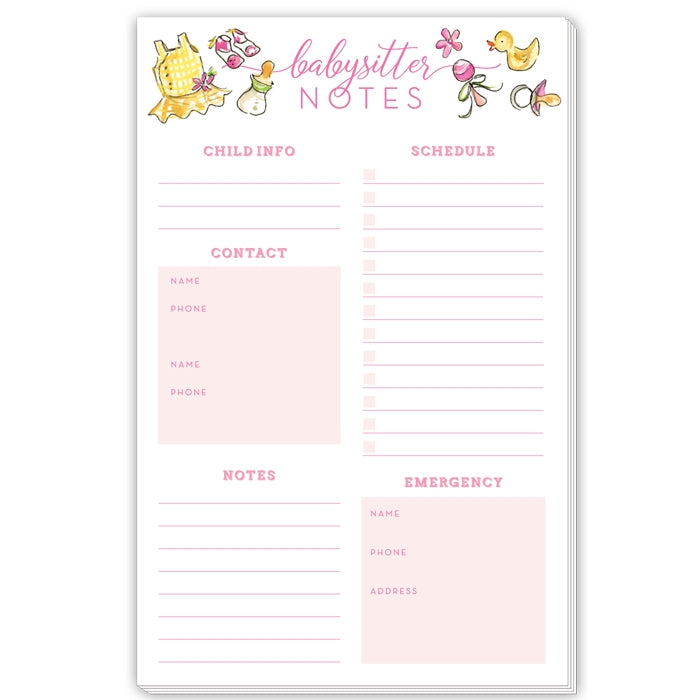 Handpainted Baby Icons Notepad - Large Babysitter Notes Journal for Childcare, Newborn Care & Parenting Organization | Perfect for Daycare Providers, Nannies & Parents