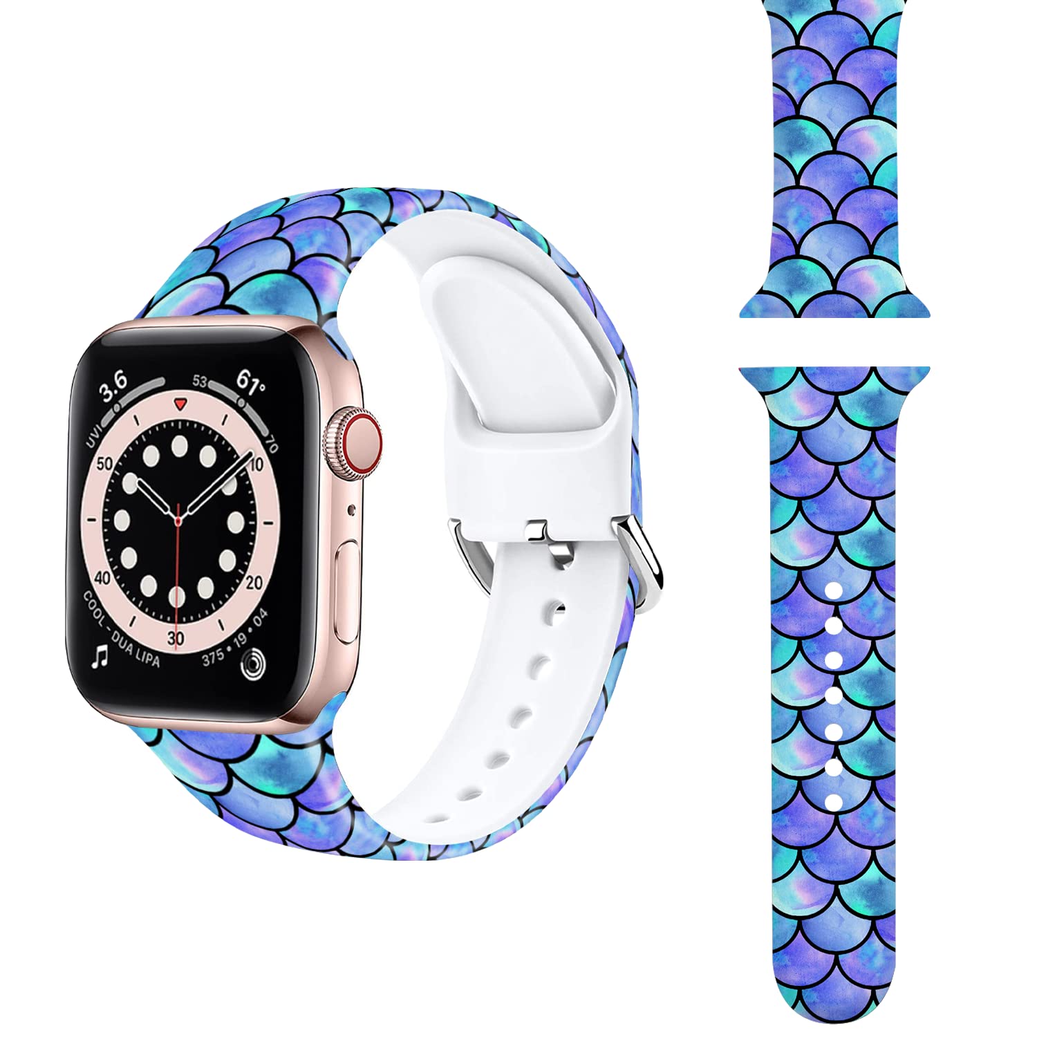 Premium Soft Silicone Sport Band Compatible with Apple Watch 38mm 40mm 41mm 42mm 44mm 45mm - Replacement Strap for Apple Watch Series 7/6/5/4/3/2/1/SE - Comfortable & Durable Watchband for Women & Men - Perfect for Workouts, Running, Swimming & Everyday Wear