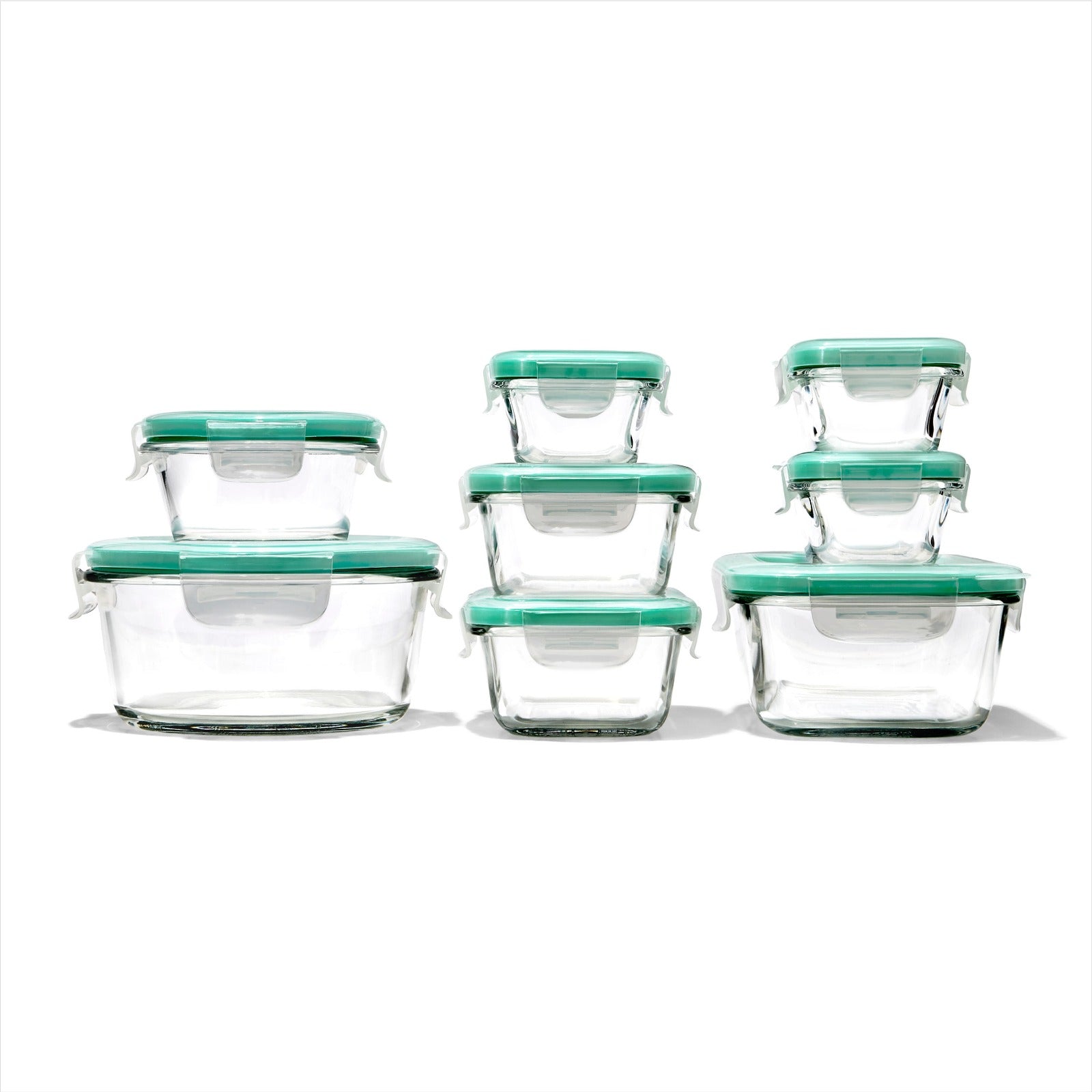 16-Piece Snap Glass Set - Airtight Food Storage Containers for Kitchen, Pantry & Meal Prep - BPA-Free, Stackable & Leak-Proof Glass Jars with Lids
