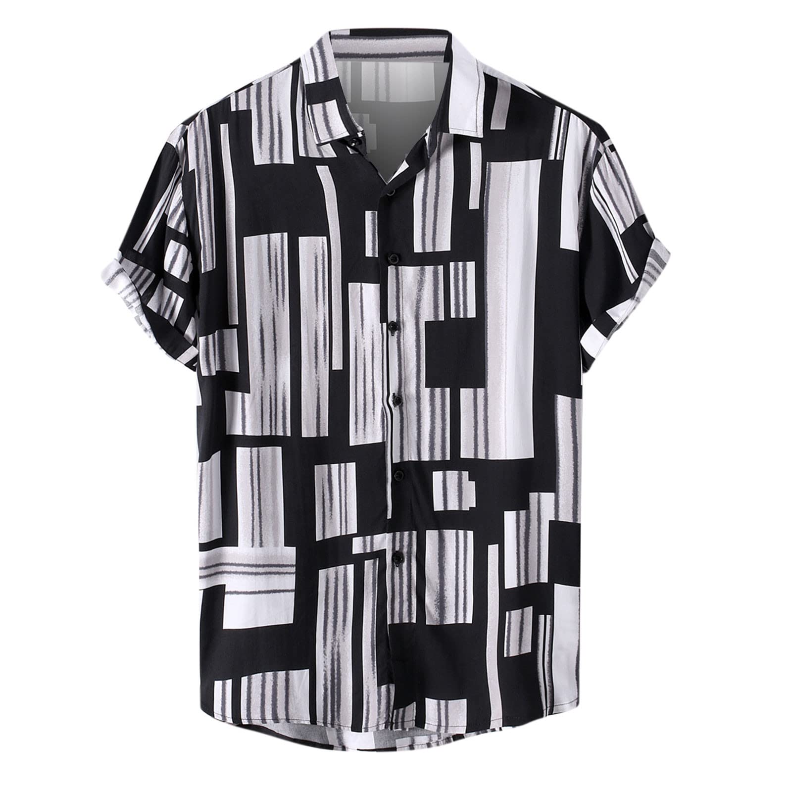 Men's Floral Hawaiian Shirts - Short Sleeve Button Down Beach Shirts for Summer Vacation, Tropical Party & Casual Wear - Color Block & Plaid Style Shirts for Men