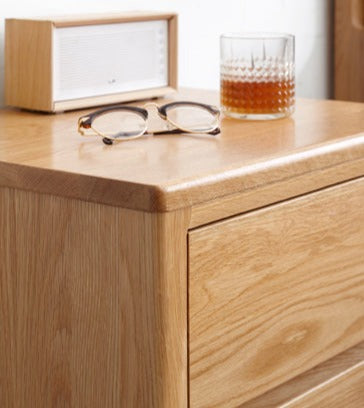 Solid Oak Wood Nightstand with Drawer - Rustic Bedside Table for Bedroom, Living Room & Office - Durable & Stylish Furniture for Home Decor