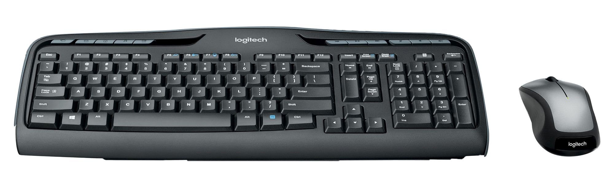 Logitech MK335 Wireless Keyboard and Mouse Combo - Ergonomic Full-Size Keyboard with Silent Click Mouse for Home Office, Gaming & Productivity (Black) | Perfect for PC, Laptop, Mac & Workspace Setup