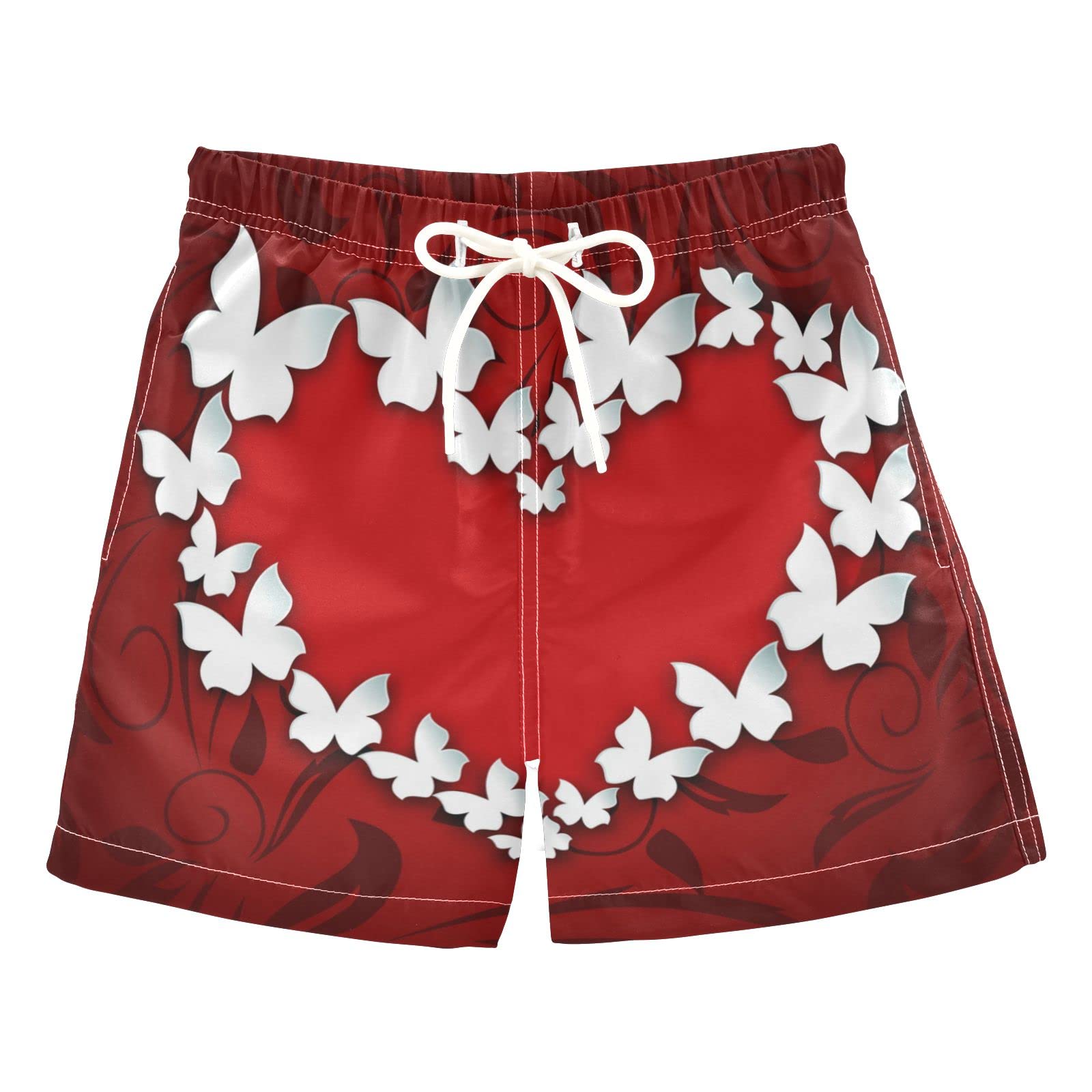**Boys' Butterfly Print Swim Trunks with Mesh Lining - Quick Dry Adjustable Waist Swim Shorts for Beach, Pool & Summer Activities**