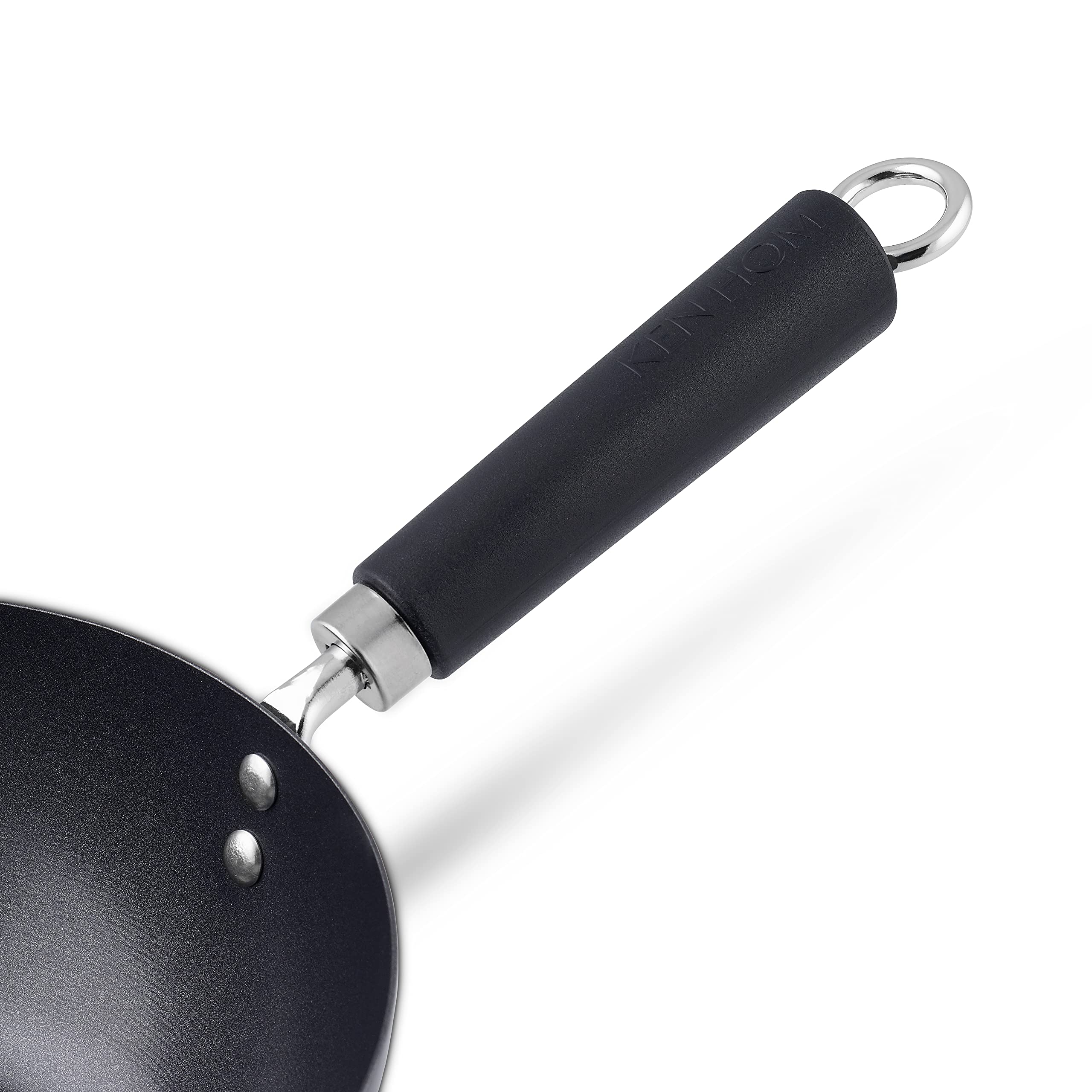 Ken Hom Carbon Steel Non-Stick Wok Pan 27cm - Induction Compatible, Dishwasher Safe, Metal Utensil Friendly - 5-Year Warranty (KH427001) - Perfect for Stir-Frying, Sautéing & Asian Cooking