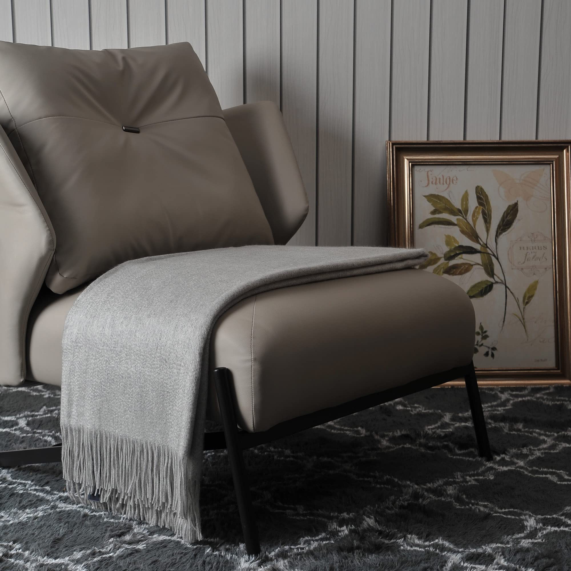 100% Pure Cashmere Throw Blanket - Soft Luxury Blanket for Sofa, Bed & Travel - Classic Design with Gift Box (Light Heather Grey) - Perfect for Cozy Evenings, Gifts & Home Decor