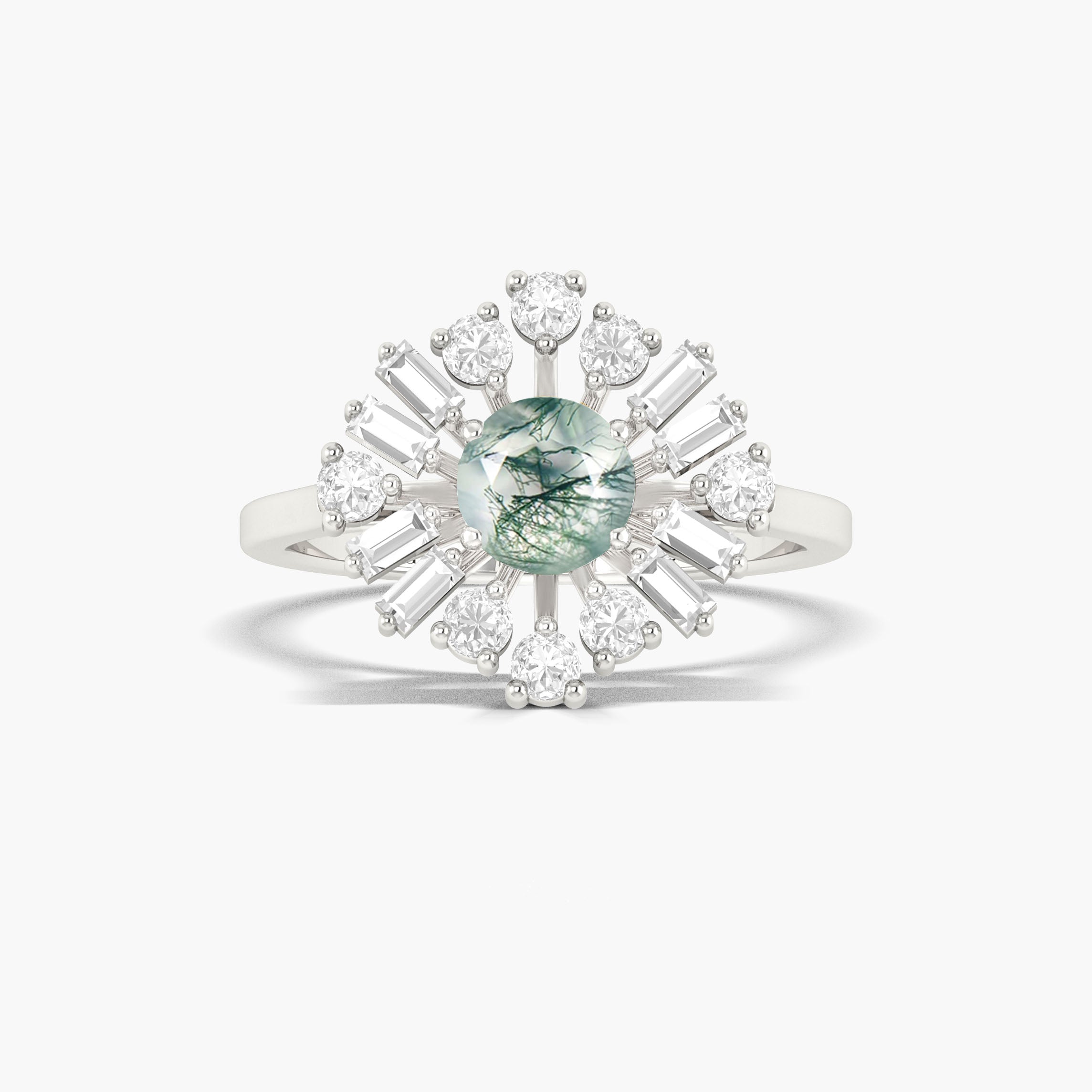 Exquisite Round Moss Agate Engagement Ring - Natural Green Gemstone Wedding Band for Women - Perfect for Proposals, Anniversaries & Romantic Occasions