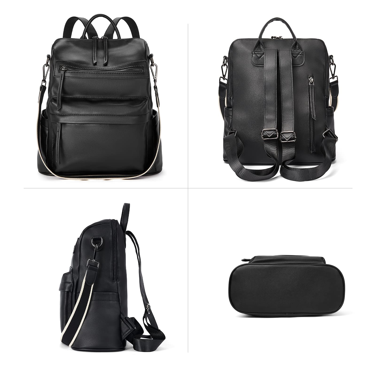 BROMEN Women's Fashion Leather Backpack Purse - Large Designer Travel Shoulder Bag for Work, Commute & Weekend Getaways