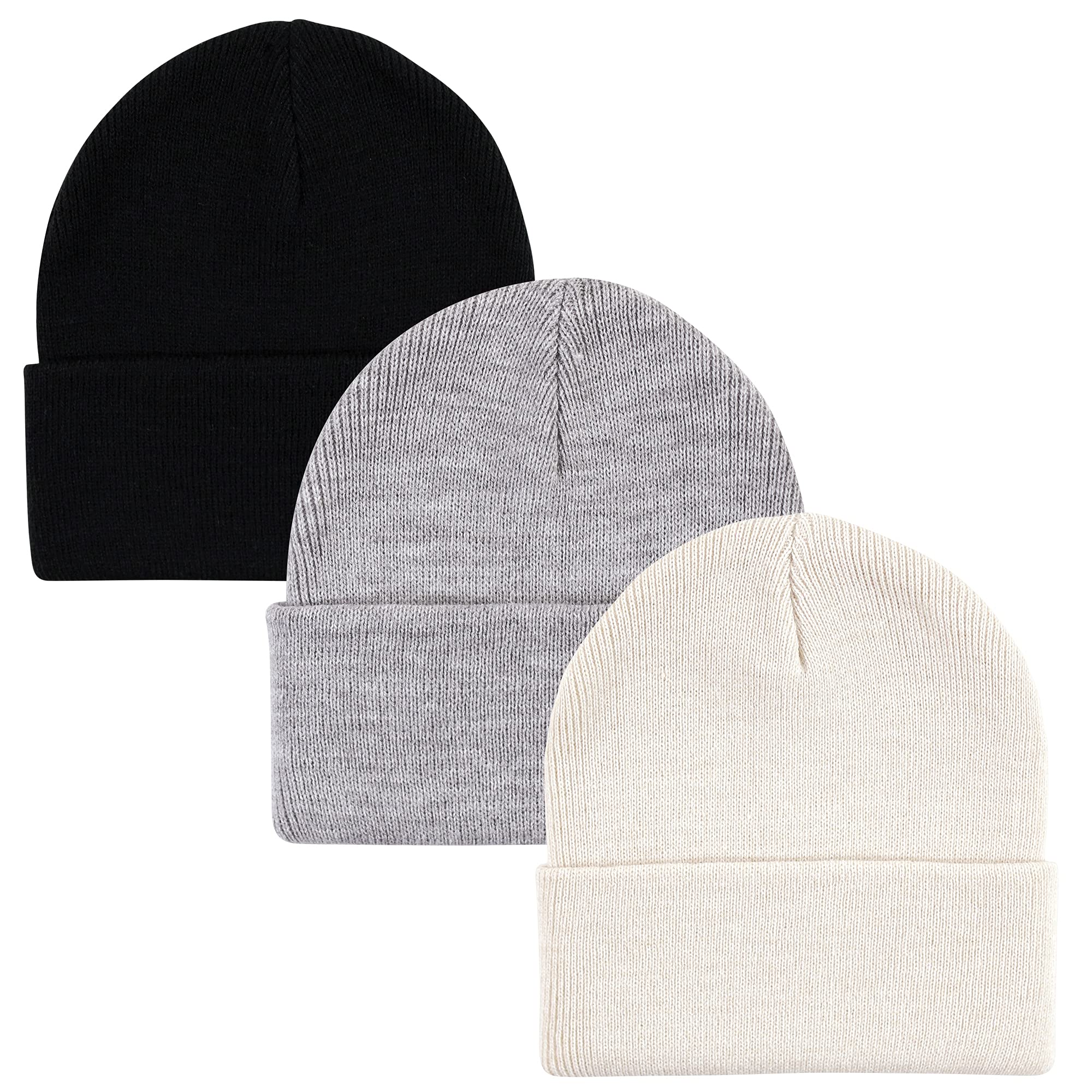 Hudson Baby Knit Beanie 3pk - Soft & Warm for Newborns