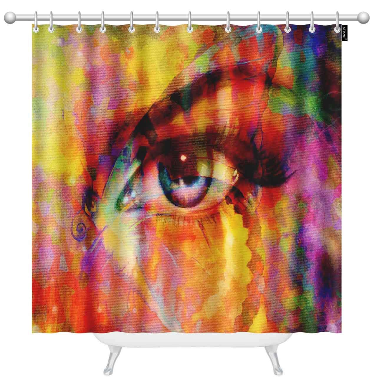 Floral Eye Design Shower Curtain Set with 12 Hooks - Colorful Butterfly Bathroom Decor - 72 x 78 Inch Waterproof Bath Curtain for Women - Perfect for Modern Bathrooms, Guest Baths & Spa Retreats