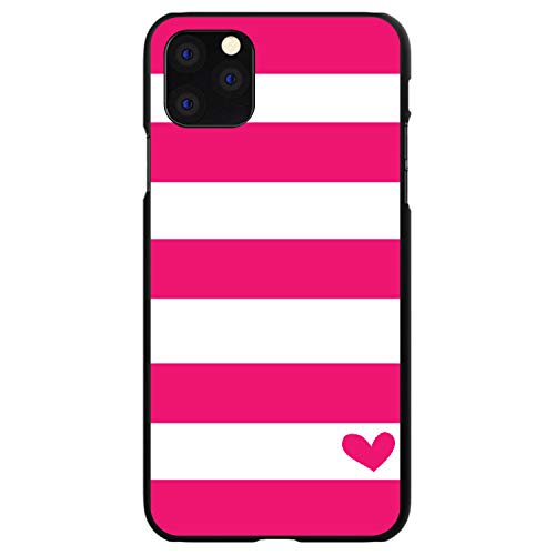 Hot Pink White Stripes Heart On Black Case