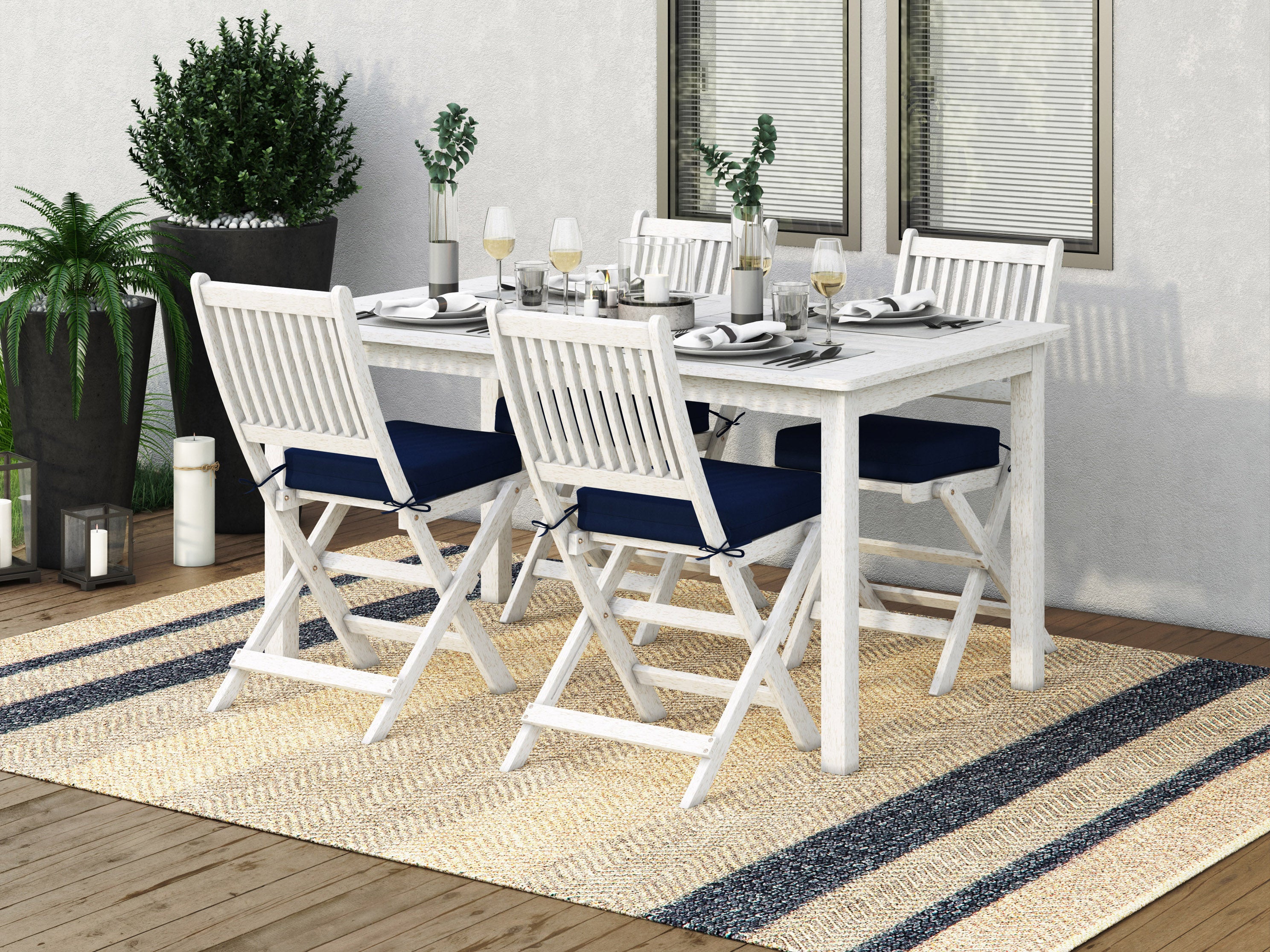 Premium Miramar 5-Piece Solid Hardwood Dining Set - Elegant Table & Chairs for Kitchen, Dining Room & Outdoor Entertaining