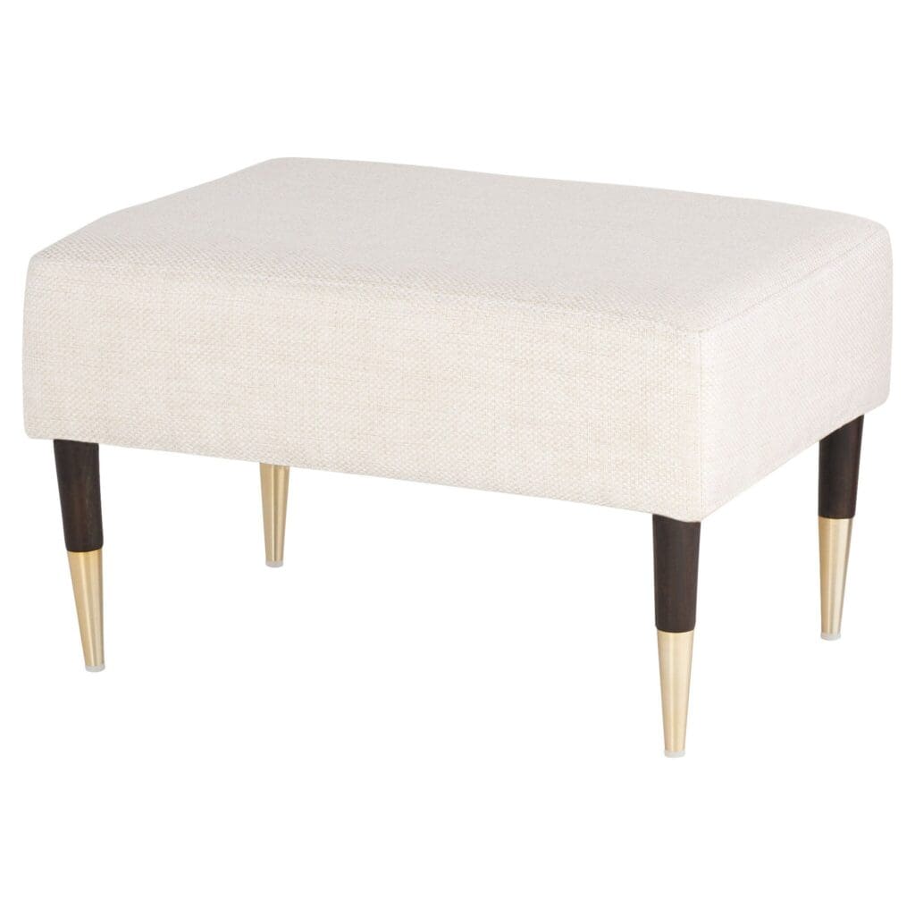 Cyan Design 11728 Oscar Ottoman in Dark Brown & Cream - Stylish Footstool for Living Room, Bedroom, or Office Decor