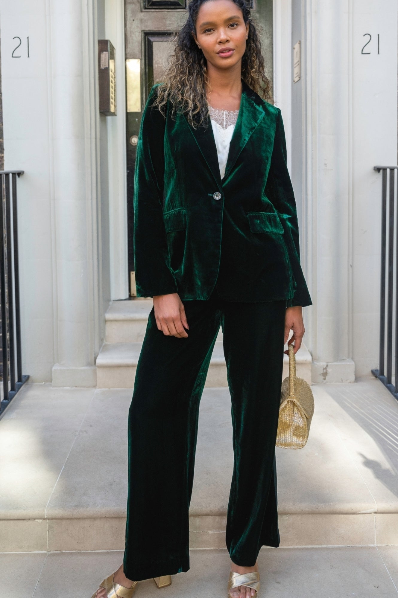 Asha Velvet Blazer for Women - Elegant Emerald Green Formal Jacket for Office Wear, Business Meetings & Evening Events