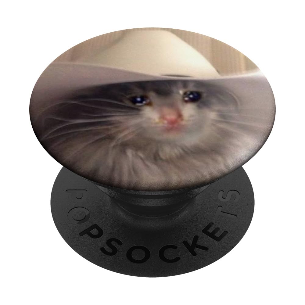 Sad Crying Cat PopSocket - Cute Swappable Grip for Phones & Tablets, Perfect Gift for Cat Lovers, Ideal for Home, Office, and Travel Use