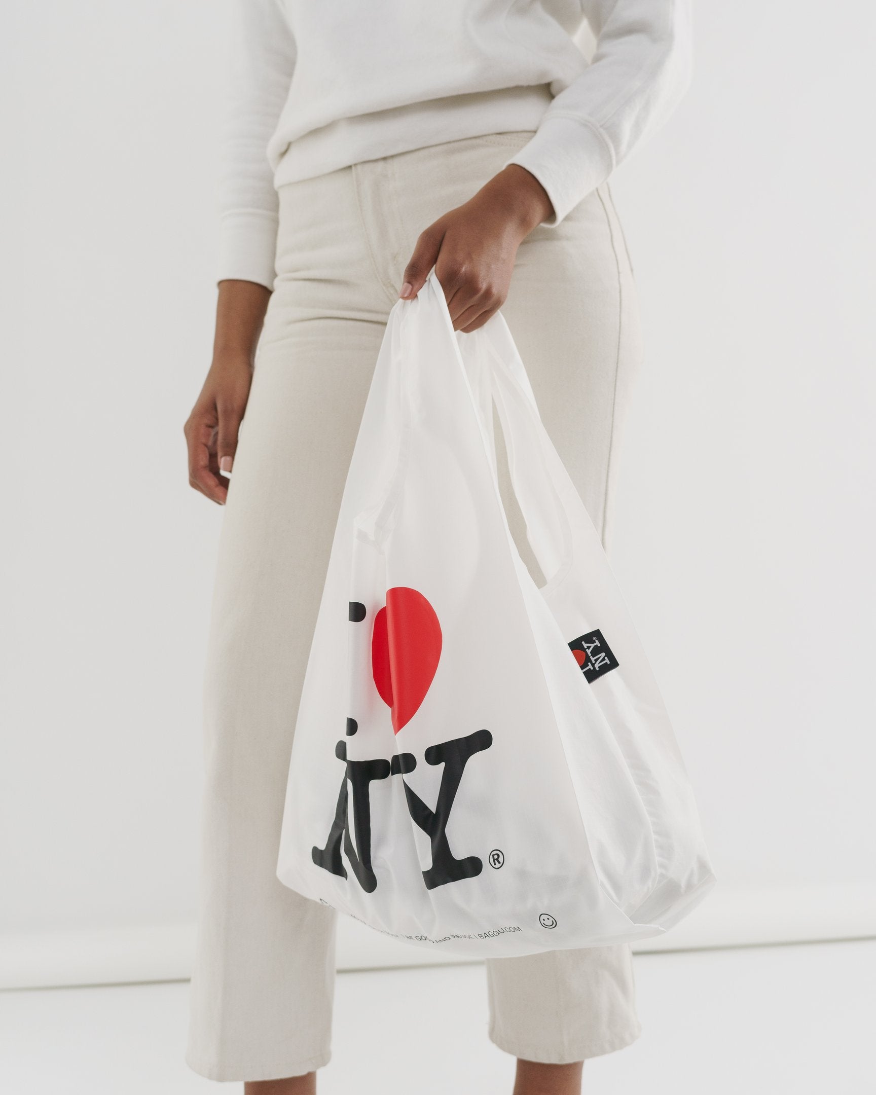 Baggu Standard Reusable Shopping Tote Bag - Eco-Friendly & Durable - I Love NY Design - Perfect for Groceries, Beach Trips & Daily Errands