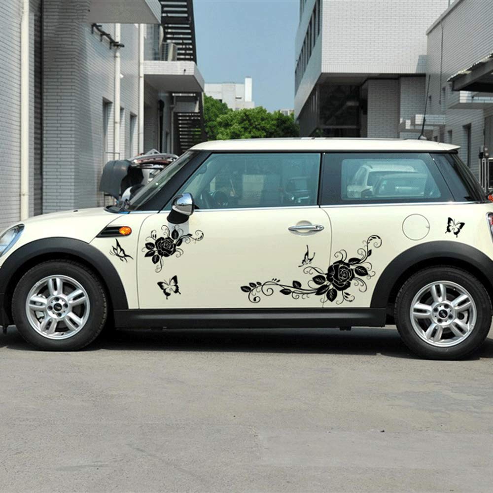 GiftCity Car Decal Stickers - 1 Set Butterfly & Flower Vinyl Decals for Car Body, Universal Auto Stickers (Black) | Perfect for Car Decoration, Window Art, and Personalizing Your Vehicle