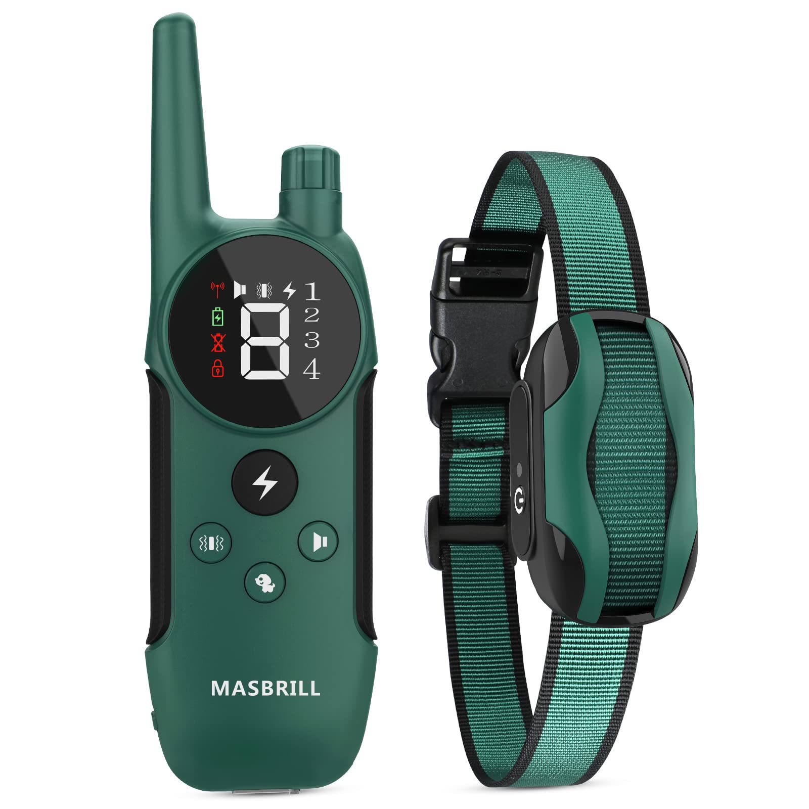 MASBRILL Rechargeable Dog Training Collar with Remote - 2000Ft Range Shock Collar for Small, Medium & Large Dogs - Waterproof E-Collar with Beep, Vibration & 3 Shock Modes - Perfect for Obedience Training, Bark Control & Behavior Correction